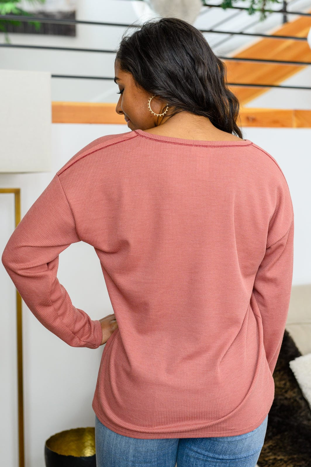 Behind The Scenes Waffle Knit Top-Tops-Stay Foxy Boutique, Florissant, Missouri