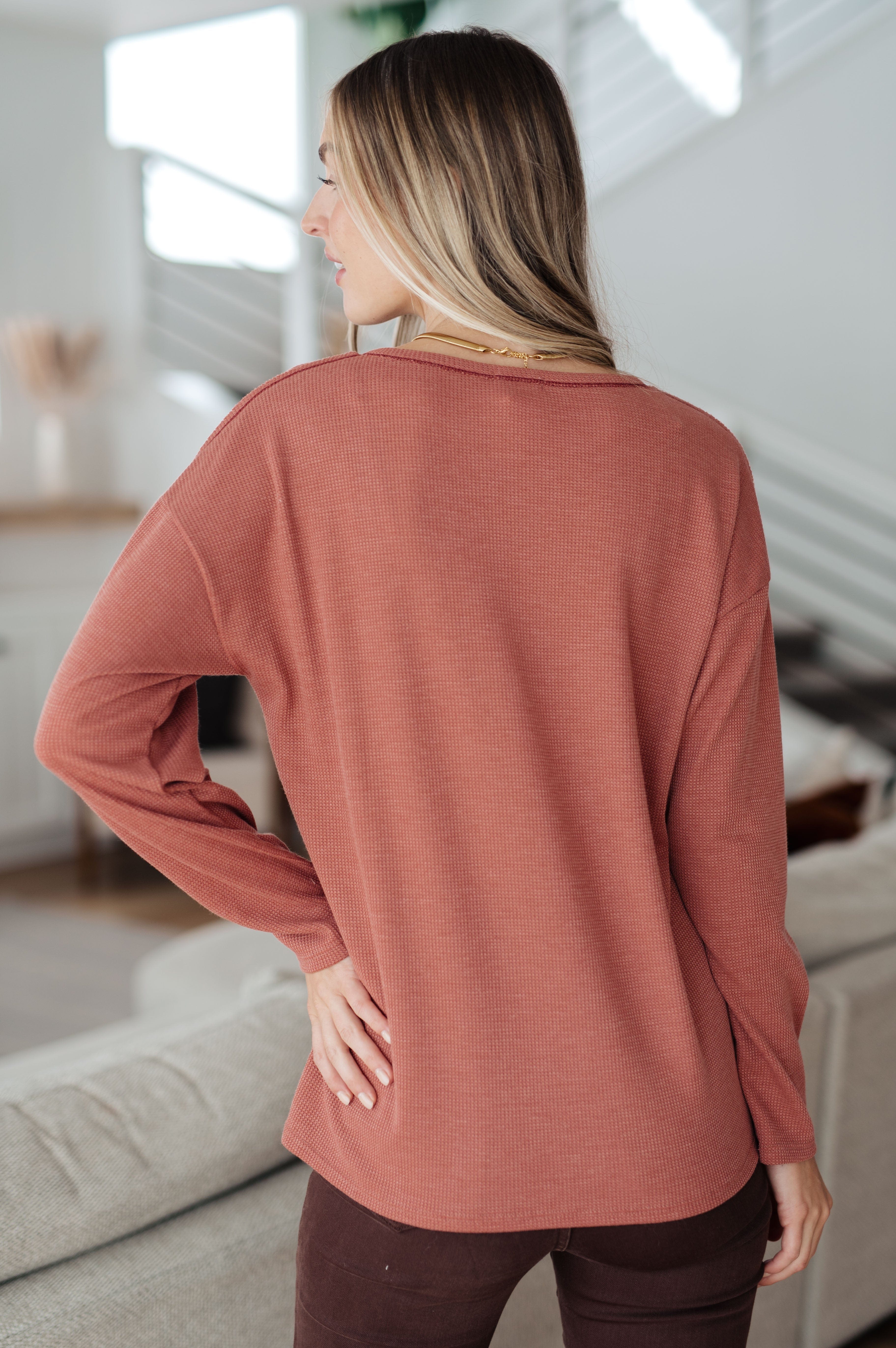 Behind The Scenes Waffle Knit Top-Tops-Stay Foxy Boutique, Florissant, Missouri