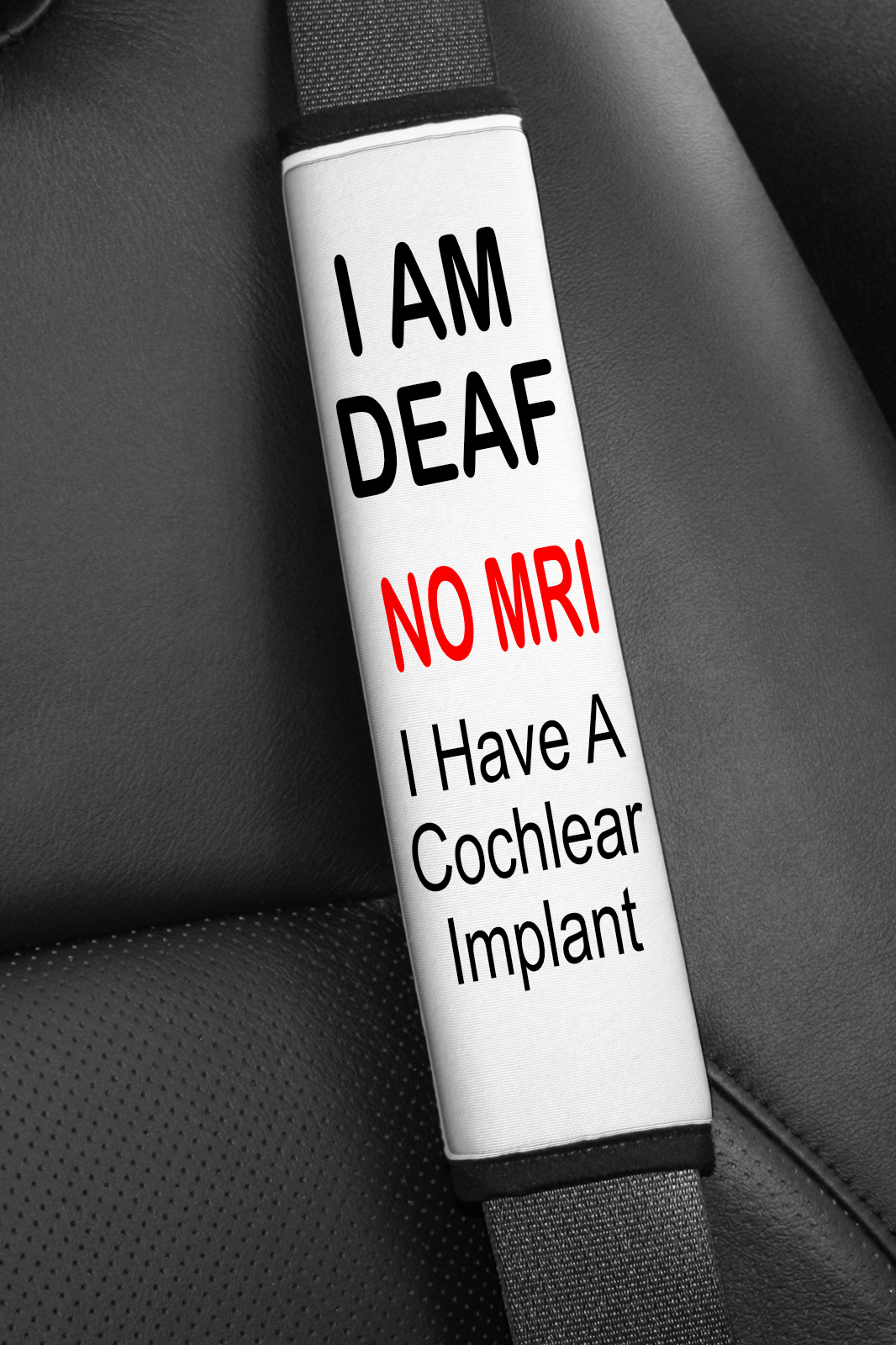 I Am Deaf Seatbelt Cover *Add Name*-Stay Foxy Boutique, Florissant, Missouri