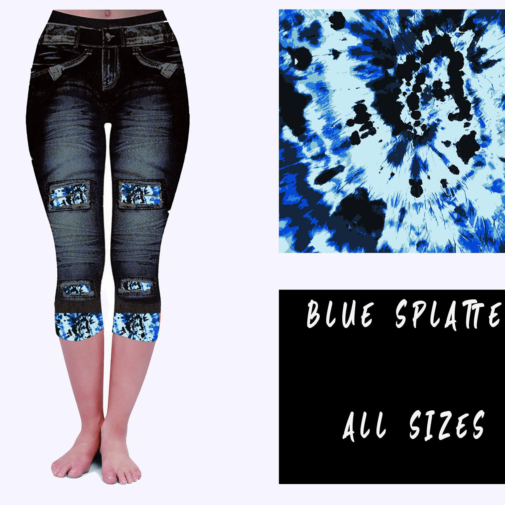 LEGGING JEAN RUN-BLUE SPLATTER (ACTIVE BACK POCKETS)-Stay Foxy Boutique, Florissant, Missouri