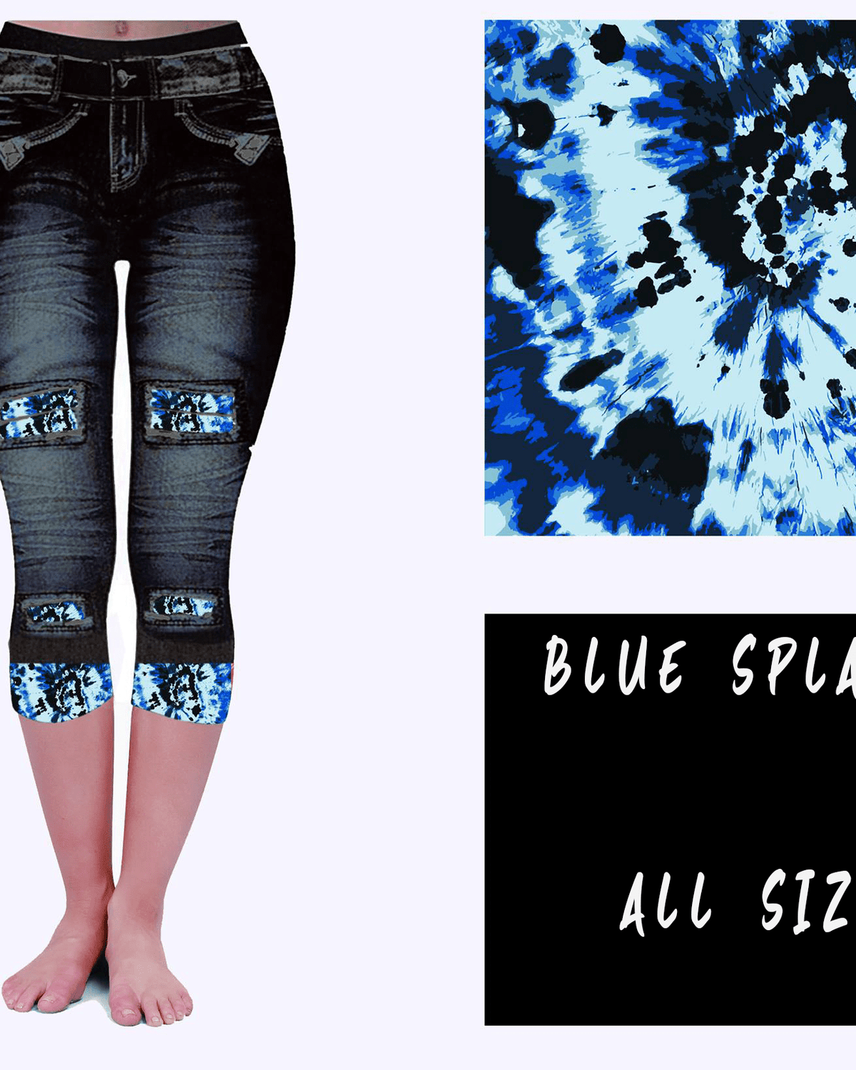 LEGGING JEAN RUN-BLUE SPLATTER (ACTIVE BACK POCKETS)-Stay Foxy Boutique, Florissant, Missouri