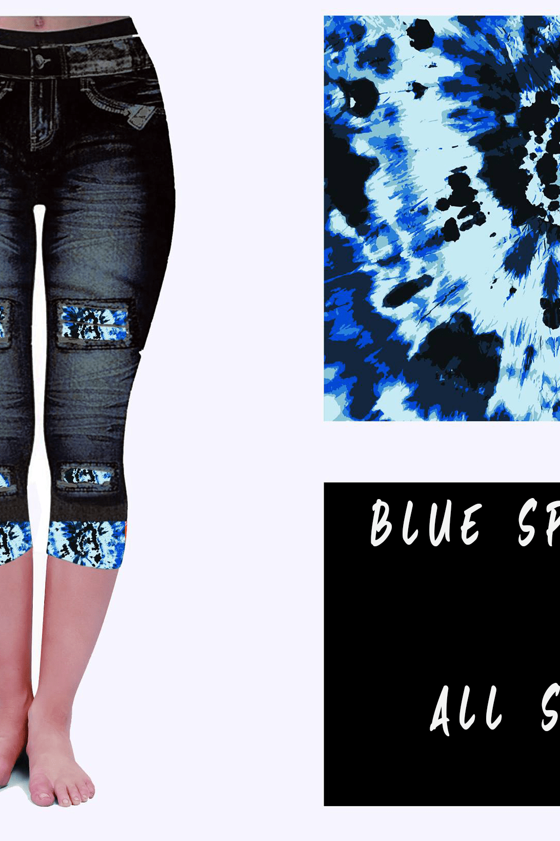 LEGGING JEAN RUN-BLUE SPLATTER (ACTIVE BACK POCKETS)-Stay Foxy Boutique, Florissant, Missouri