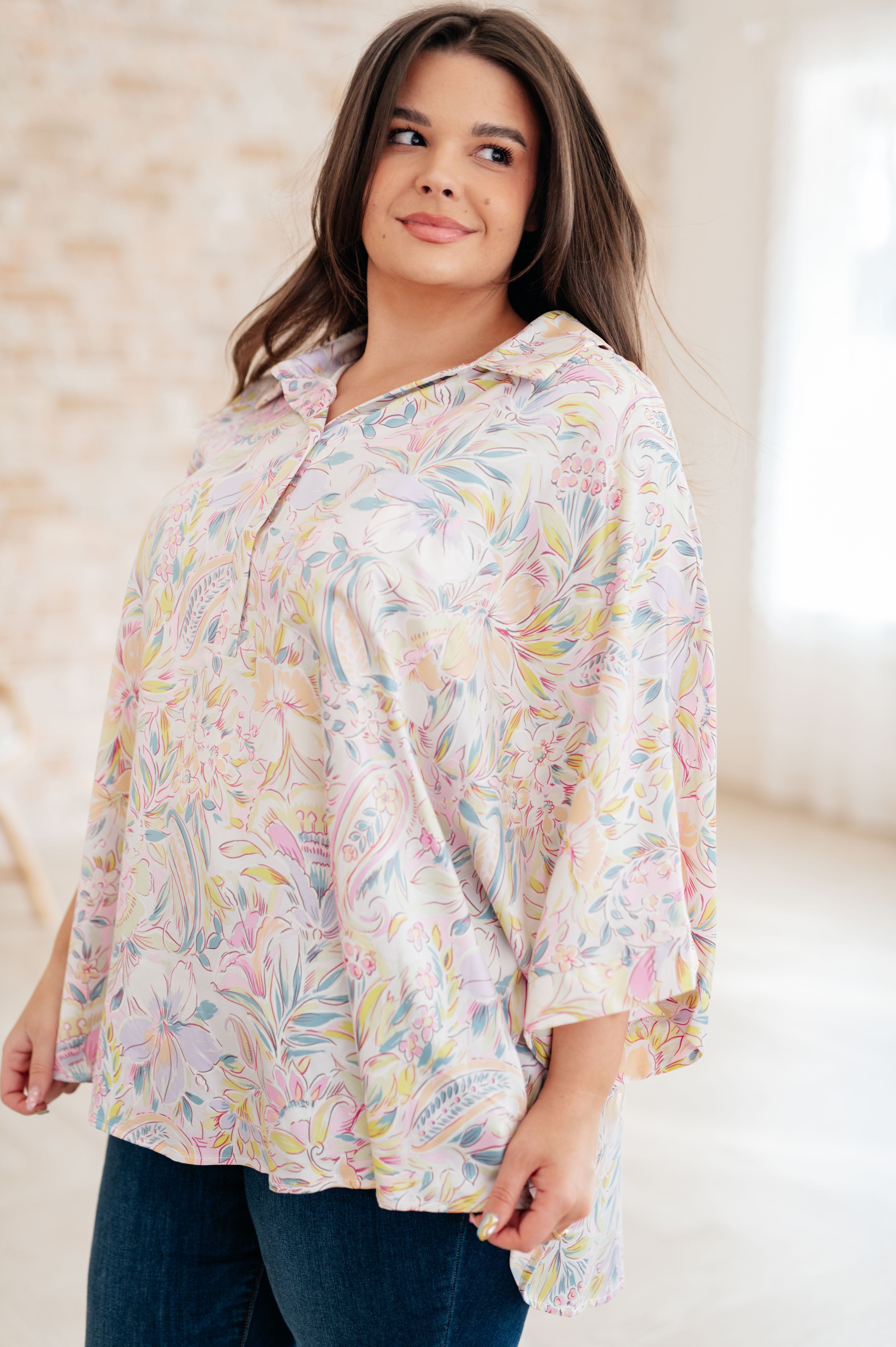 Blissful Botanicals Blouse-Tops-Stay Foxy Boutique, Florissant, Missouri