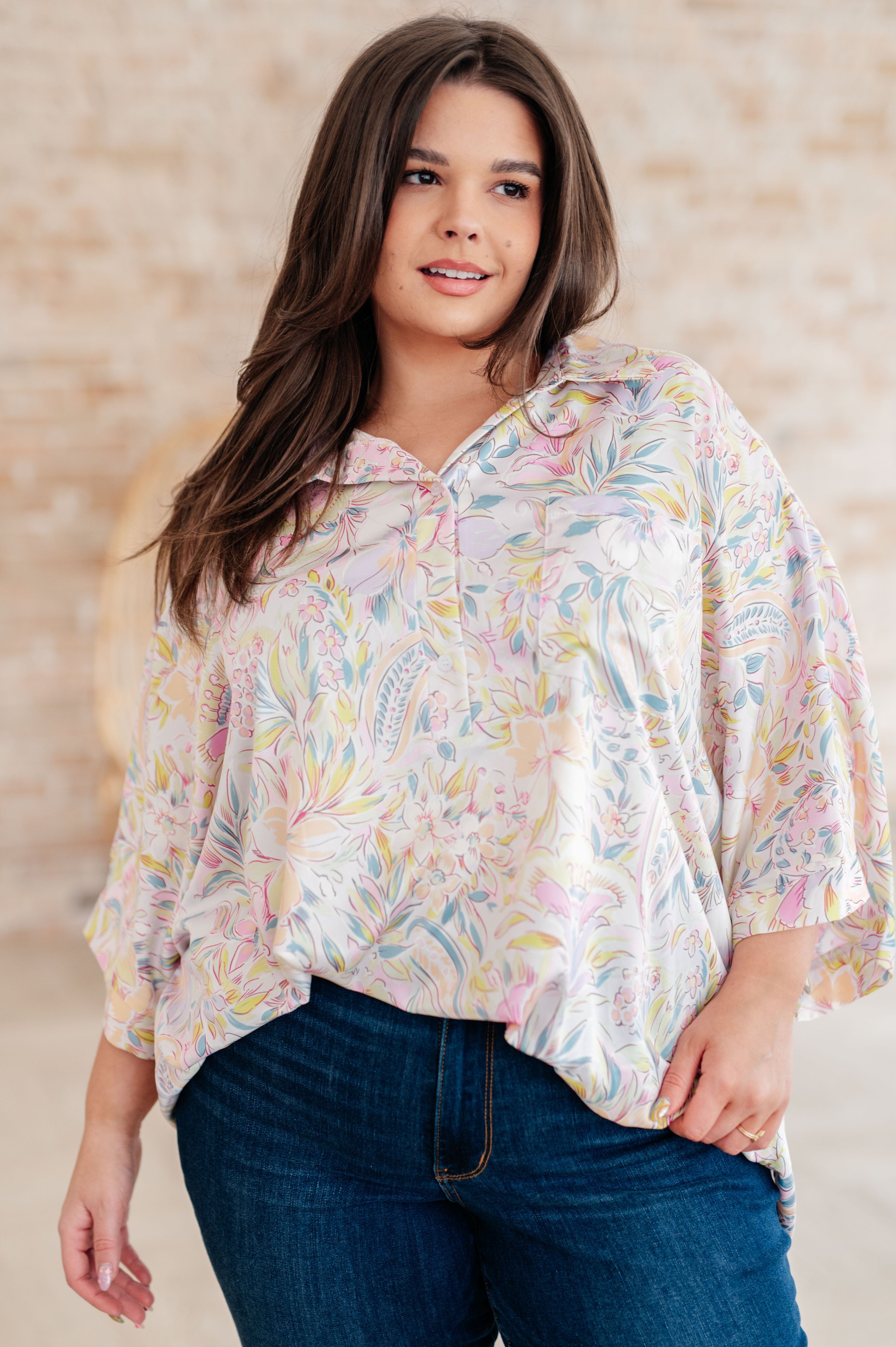 Blissful Botanicals Blouse-Tops-Stay Foxy Boutique, Florissant, Missouri