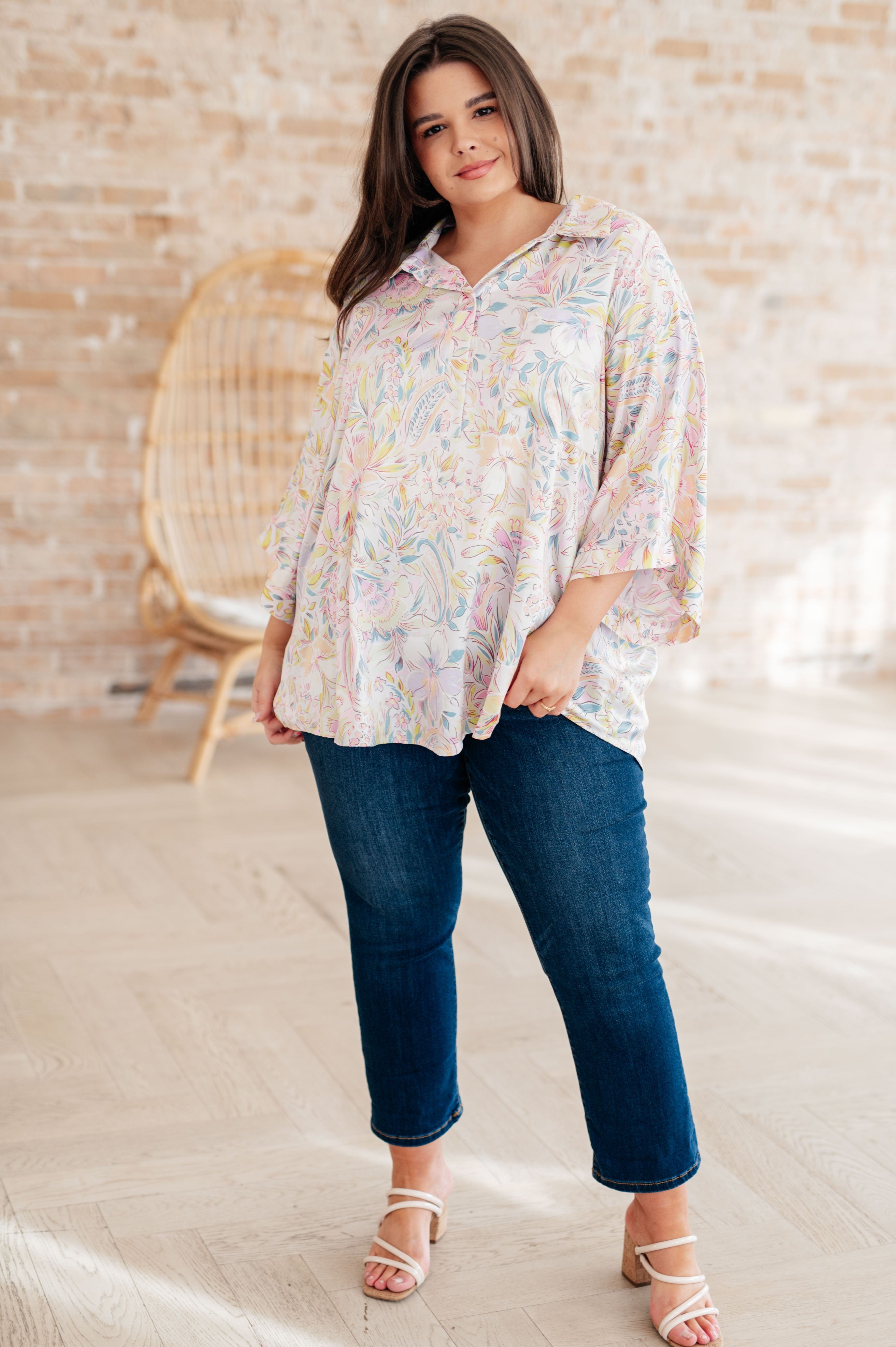 Blissful Botanicals Blouse-Tops-Stay Foxy Boutique, Florissant, Missouri