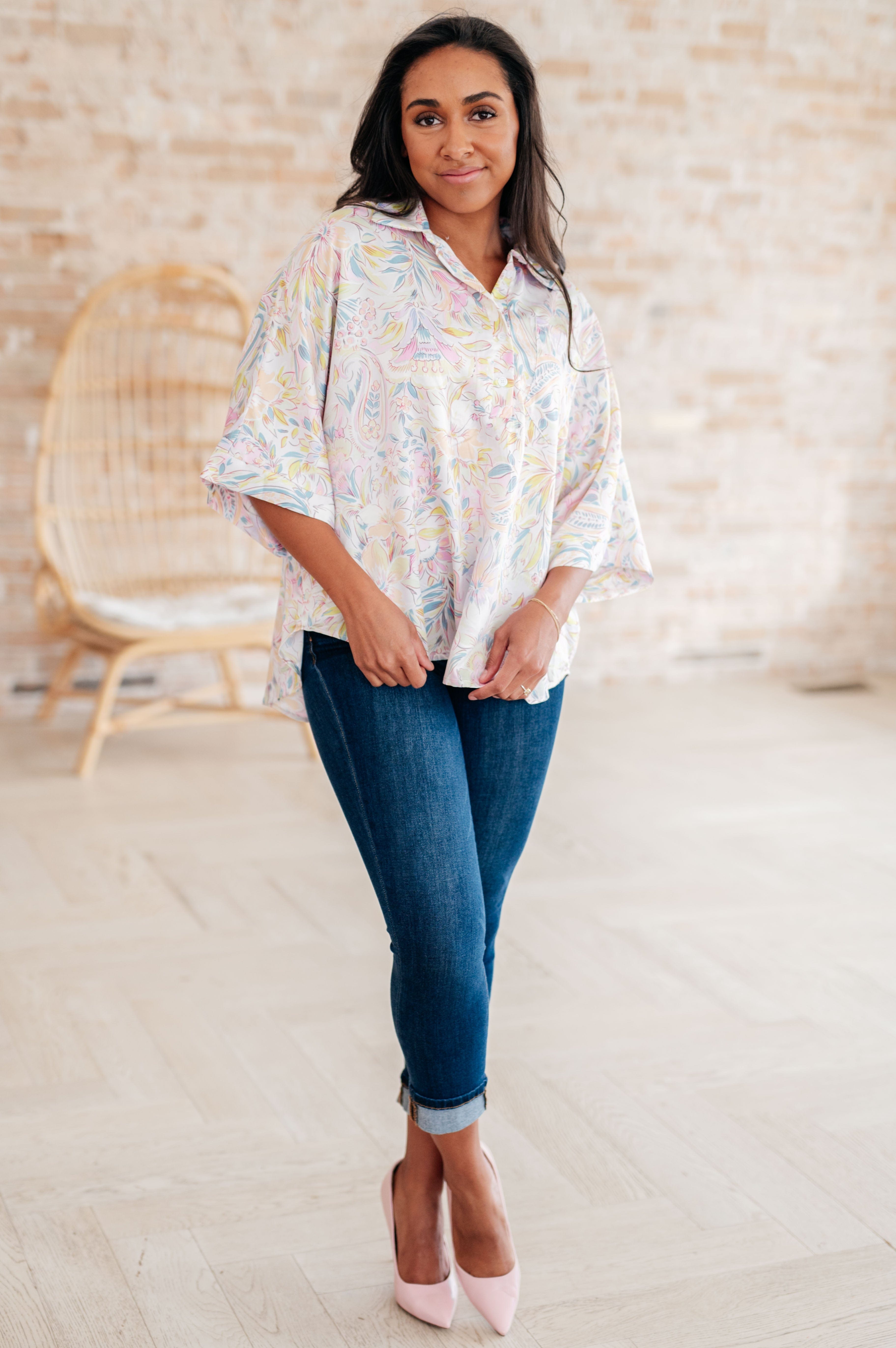 Blissful Botanicals Blouse-Tops-Stay Foxy Boutique, Florissant, Missouri