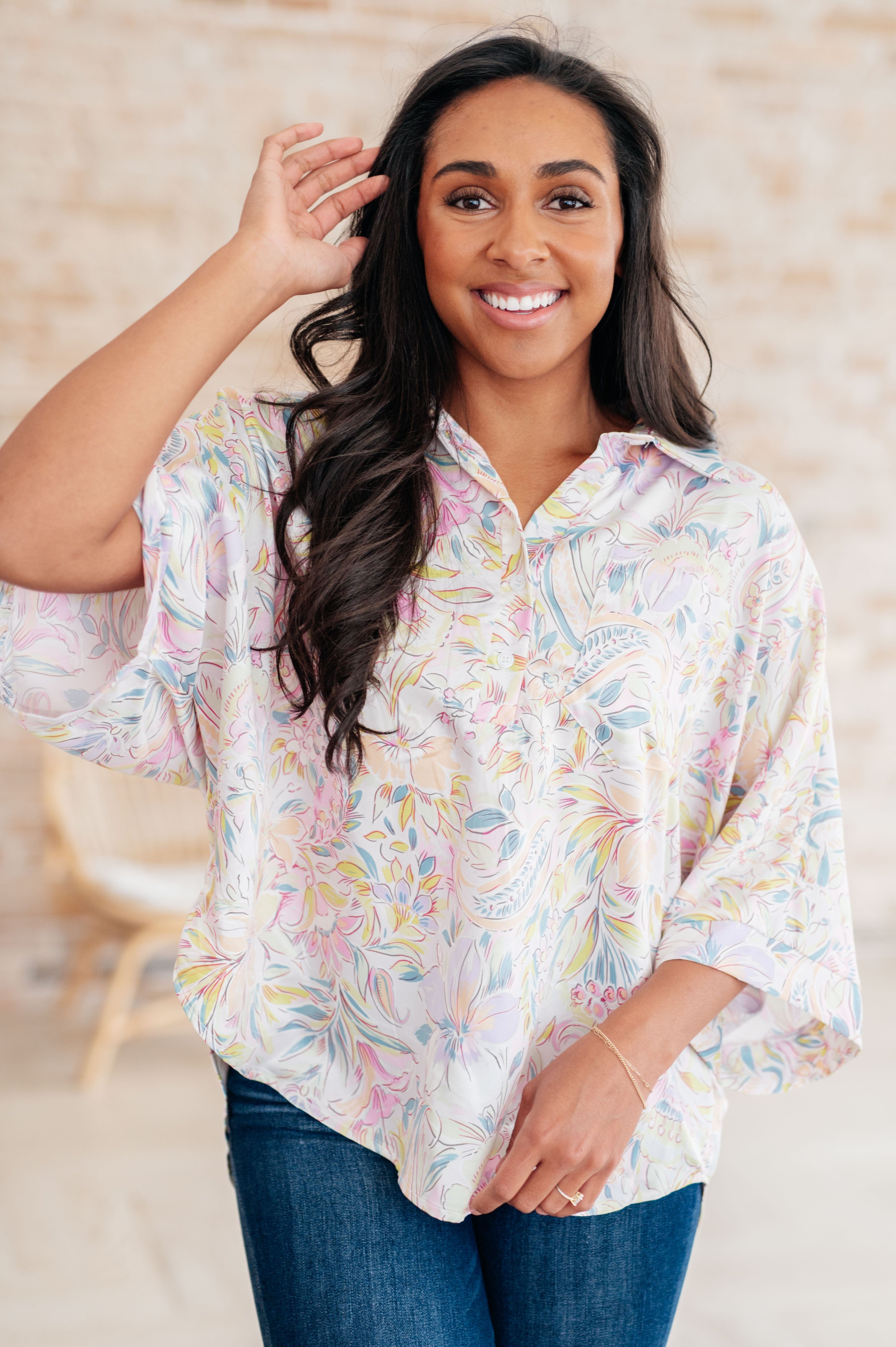 Blissful Botanicals Blouse-Tops-Stay Foxy Boutique, Florissant, Missouri
