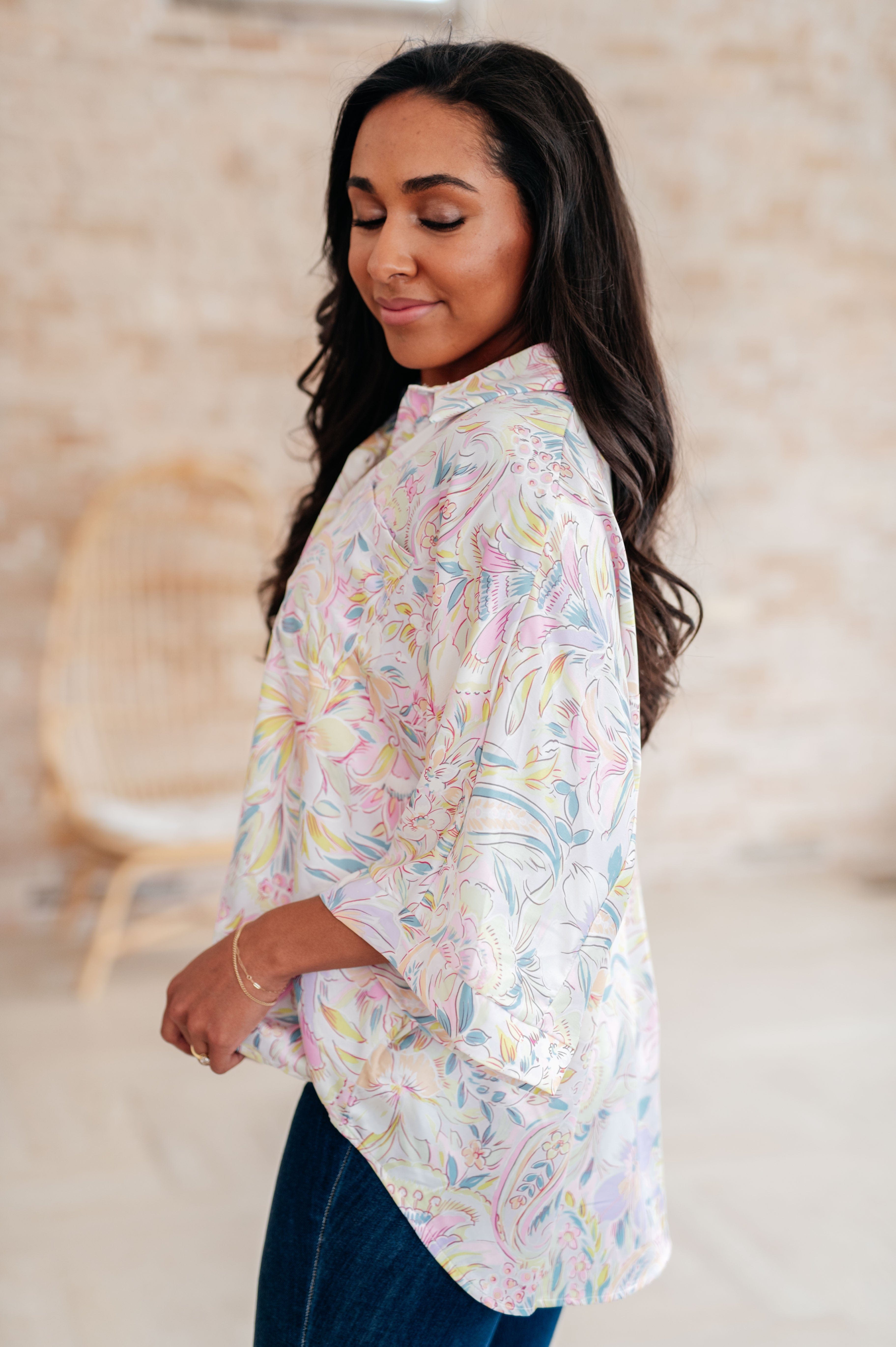 Blissful Botanicals Blouse-Tops-Stay Foxy Boutique, Florissant, Missouri