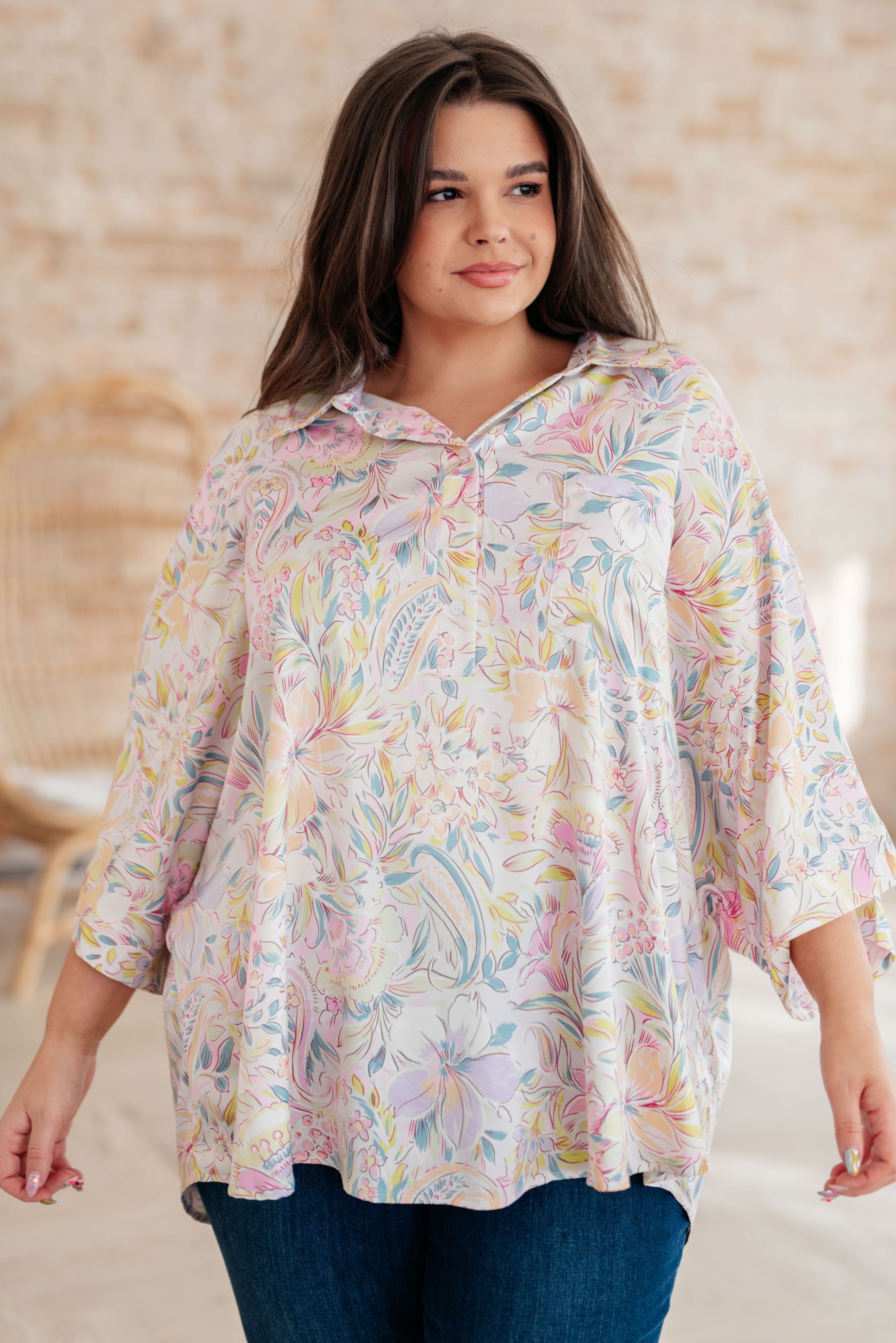 Blissful Botanicals Blouse-Tops-Stay Foxy Boutique, Florissant, Missouri