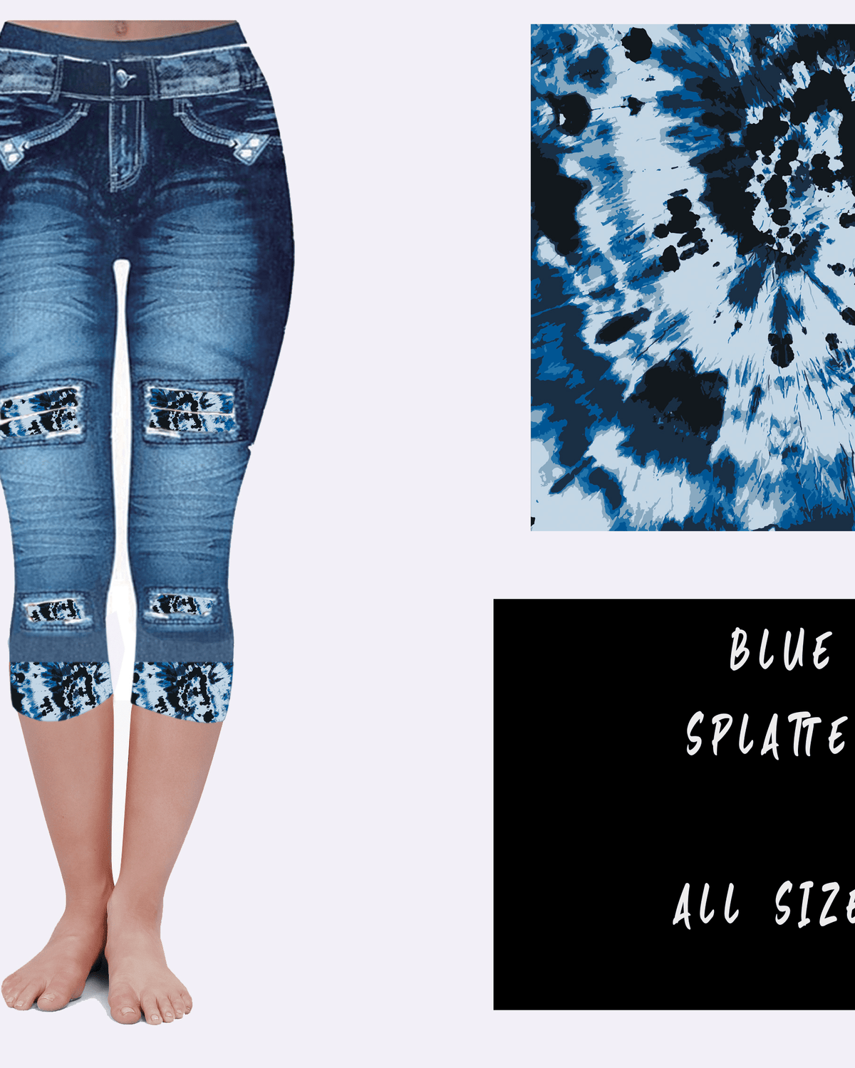 LEGGING JEAN RUN-BLUE SPLATTER (ACTIVE BACK POCKETS)-Stay Foxy Boutique, Florissant, Missouri