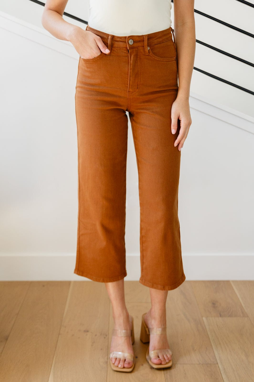 Briar High Rise Control Top Wide Leg Crop Jeans in Camel-Womens-Stay Foxy Boutique, Florissant, Missouri