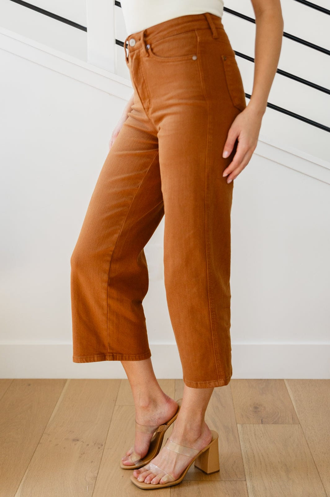 Briar High Rise Control Top Wide Leg Crop Jeans in Camel-Womens-Stay Foxy Boutique, Florissant, Missouri