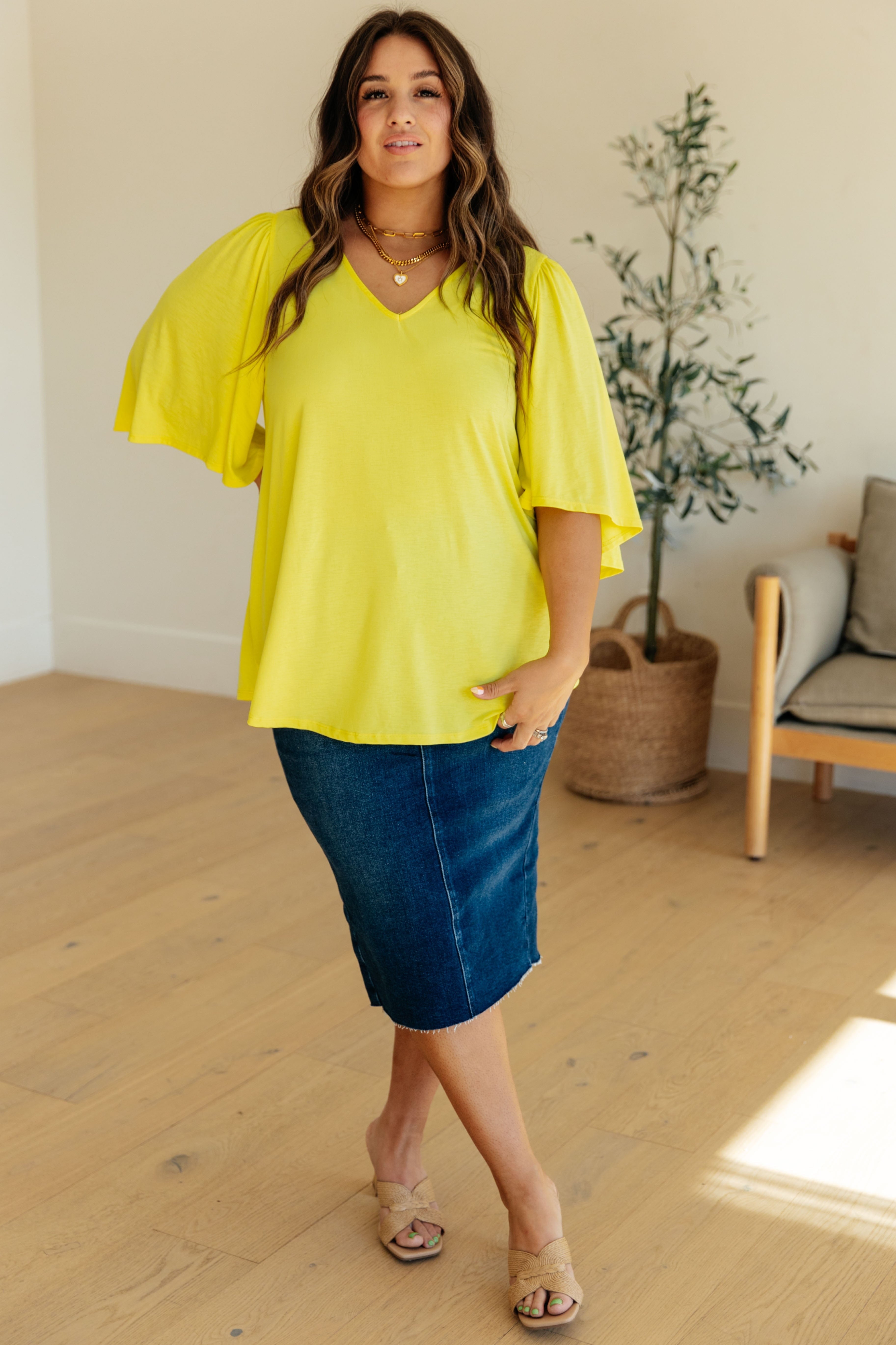 Cali Blouse in Neon Yellow-Womens-Stay Foxy Boutique, Florissant, Missouri