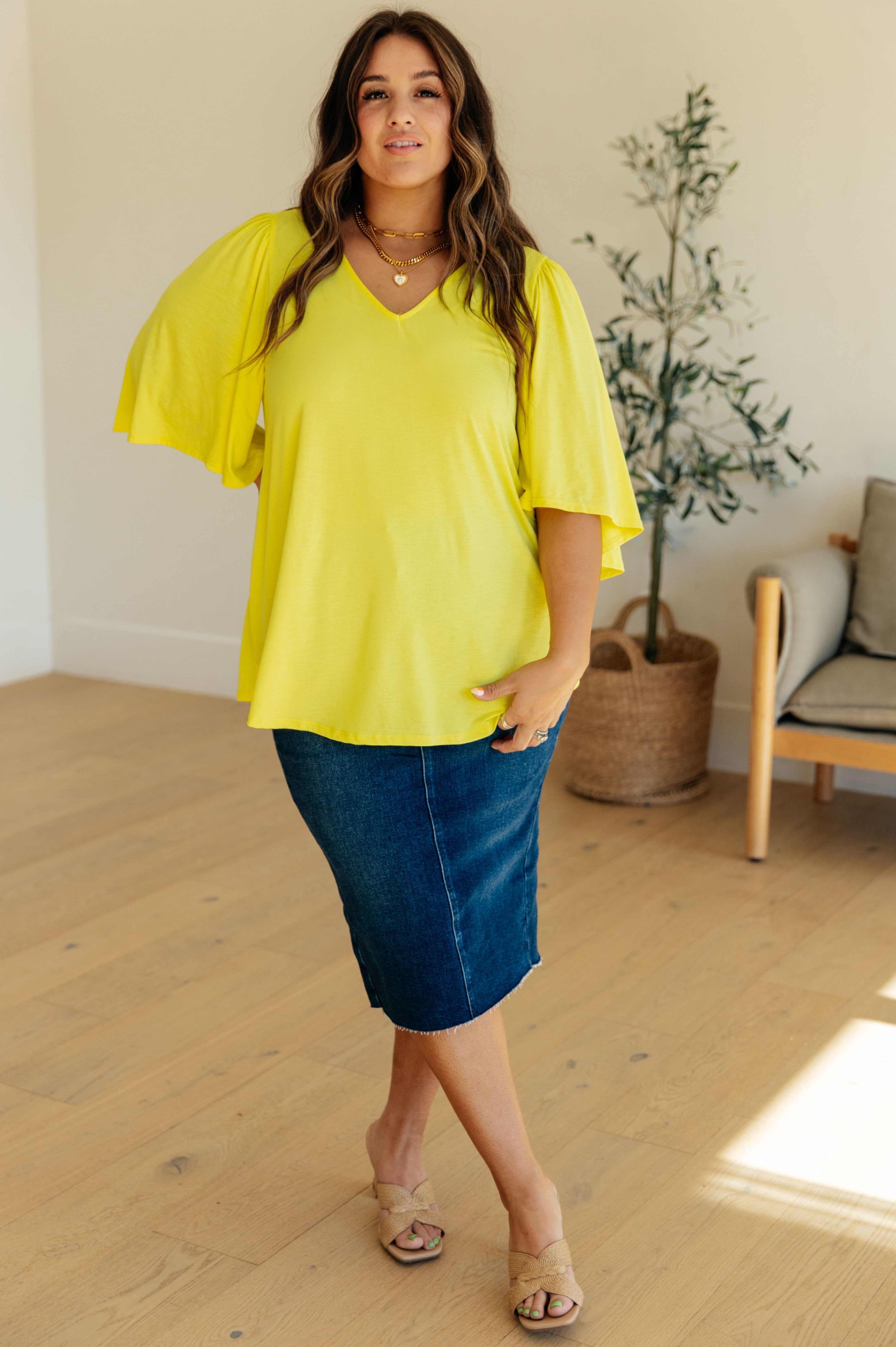 Cali Blouse in Neon Yellow-Womens-Stay Foxy Boutique, Florissant, Missouri