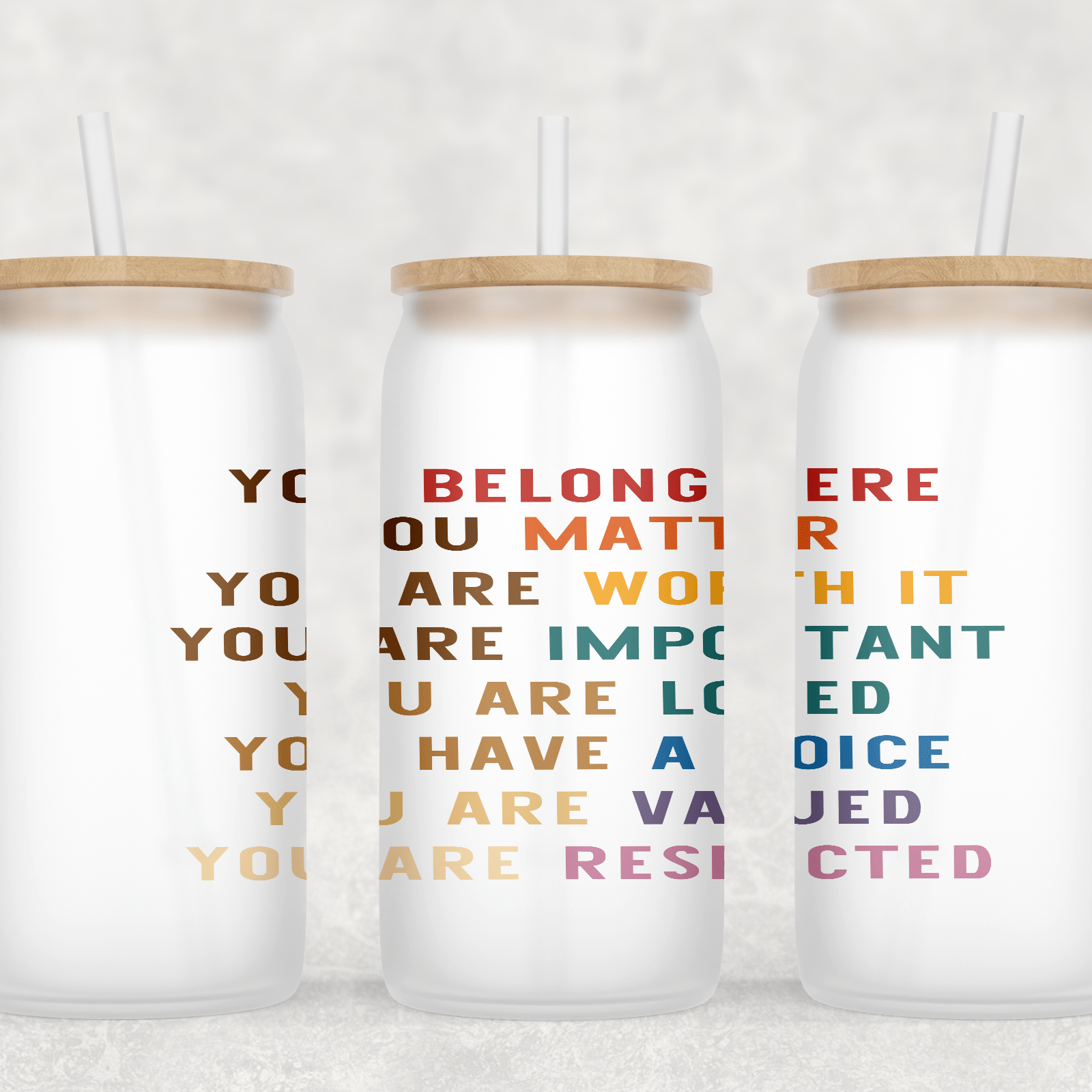 YOU Glass Cup with clear straw and bamboo lid-Stay Foxy Boutique, Florissant, Missouri