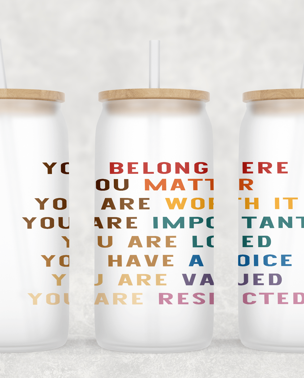 YOU Glass Cup with clear straw and bamboo lid-Stay Foxy Boutique, Florissant, Missouri