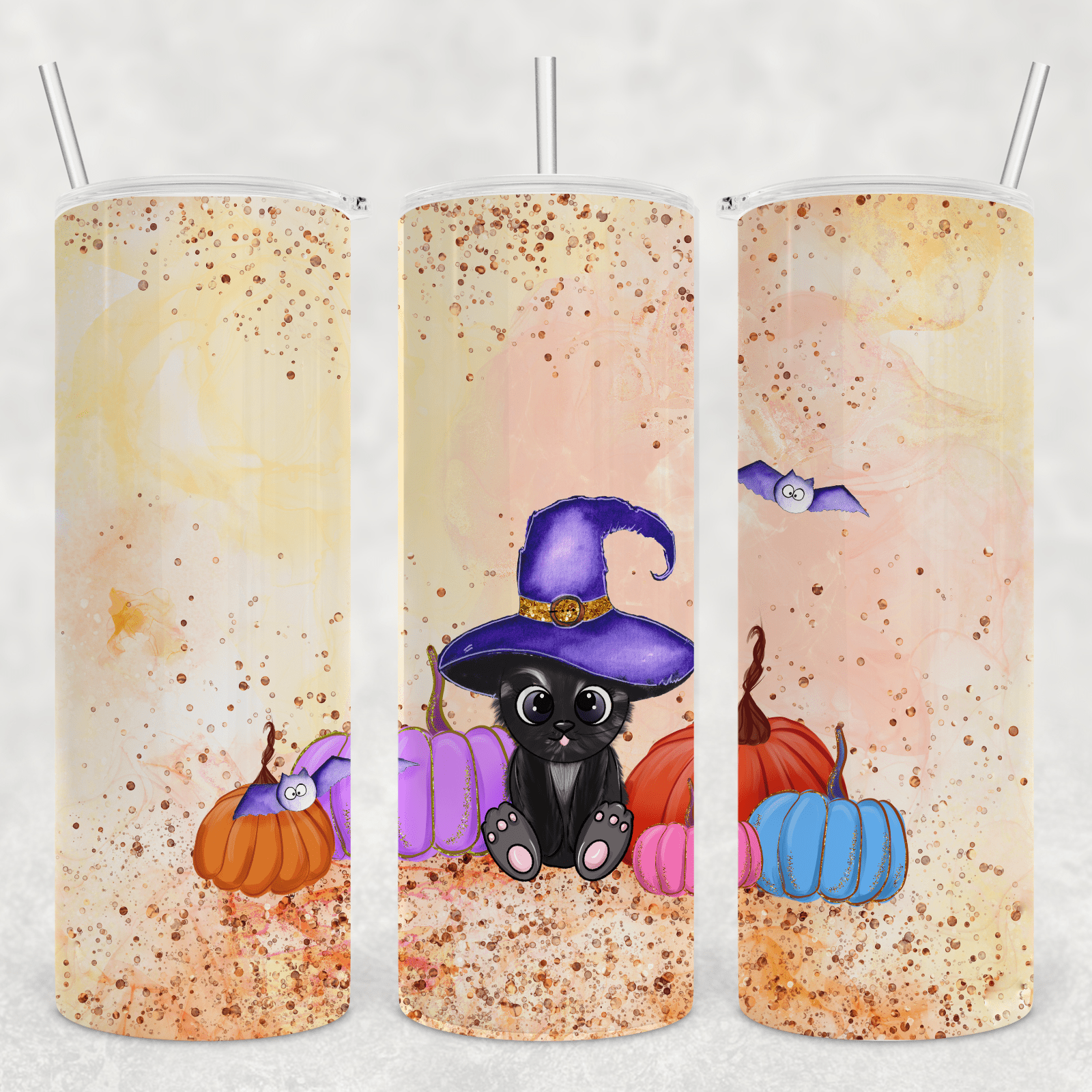 Pumpkin Cat Tumbler-Drinkware-Stay Foxy Boutique, Florissant, Missouri