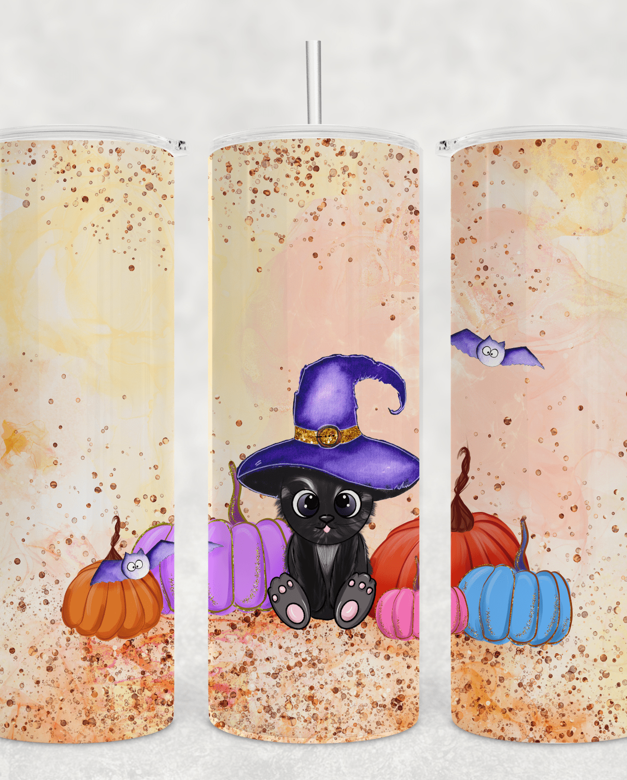 Pumpkin Cat Tumbler-Drinkware-Stay Foxy Boutique, Florissant, Missouri
