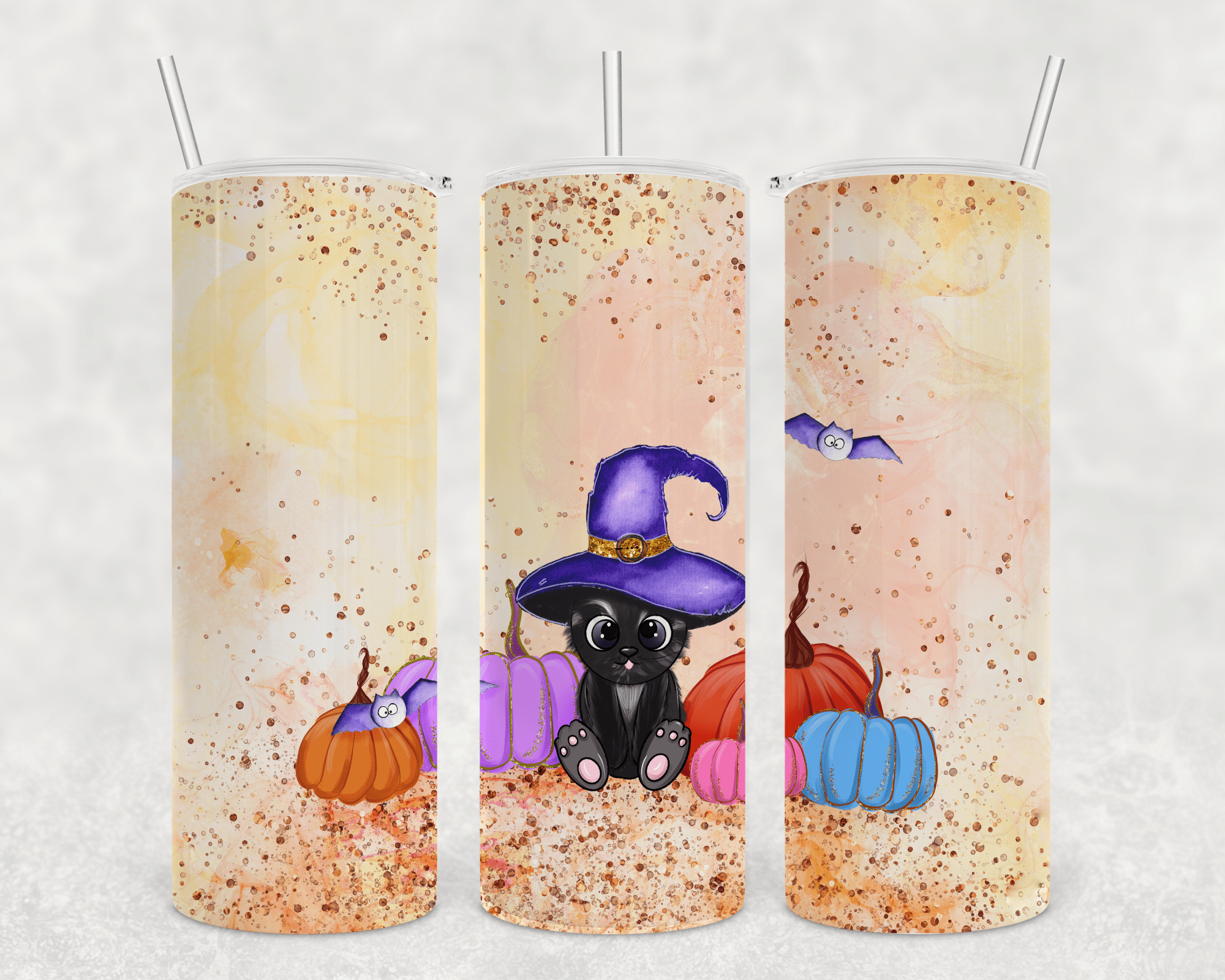 Pumpkin Cat Tumbler-Drinkware-Stay Foxy Boutique, Florissant, Missouri