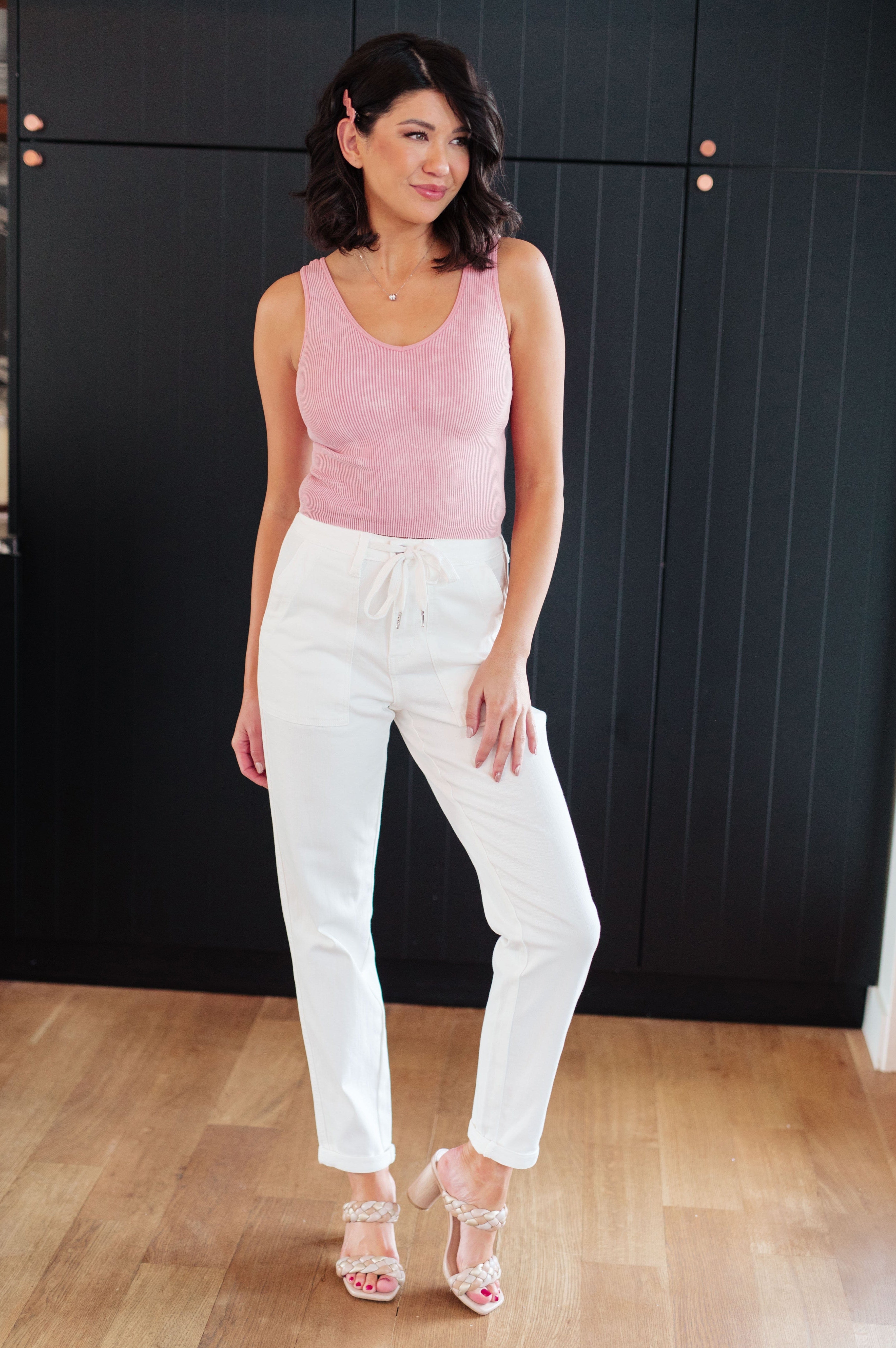 Charlene High Rise Jogger in Ecru-Womens-Stay Foxy Boutique, Florissant, Missouri