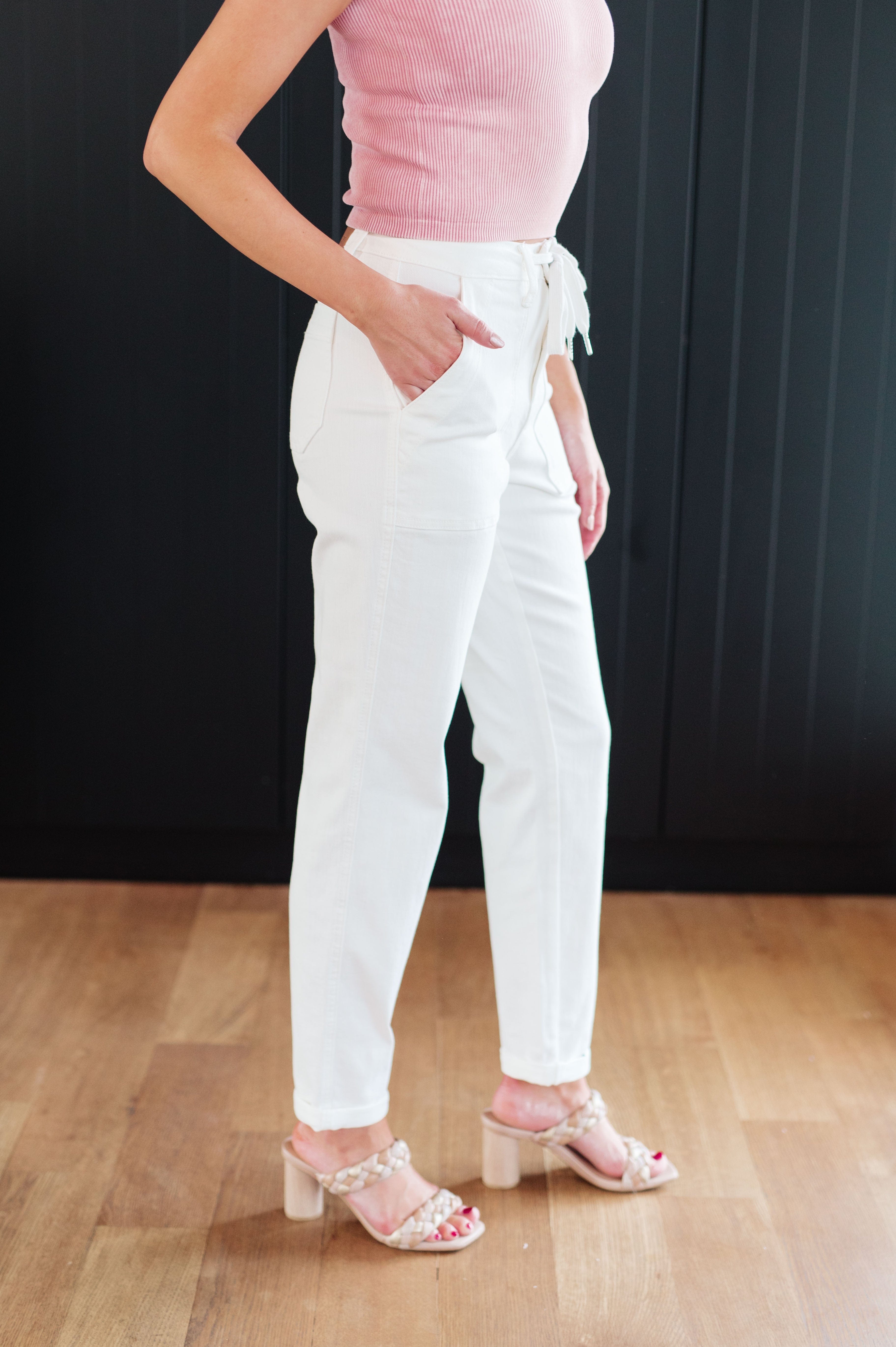 Charlene High Rise Jogger in Ecru-Womens-Stay Foxy Boutique, Florissant, Missouri