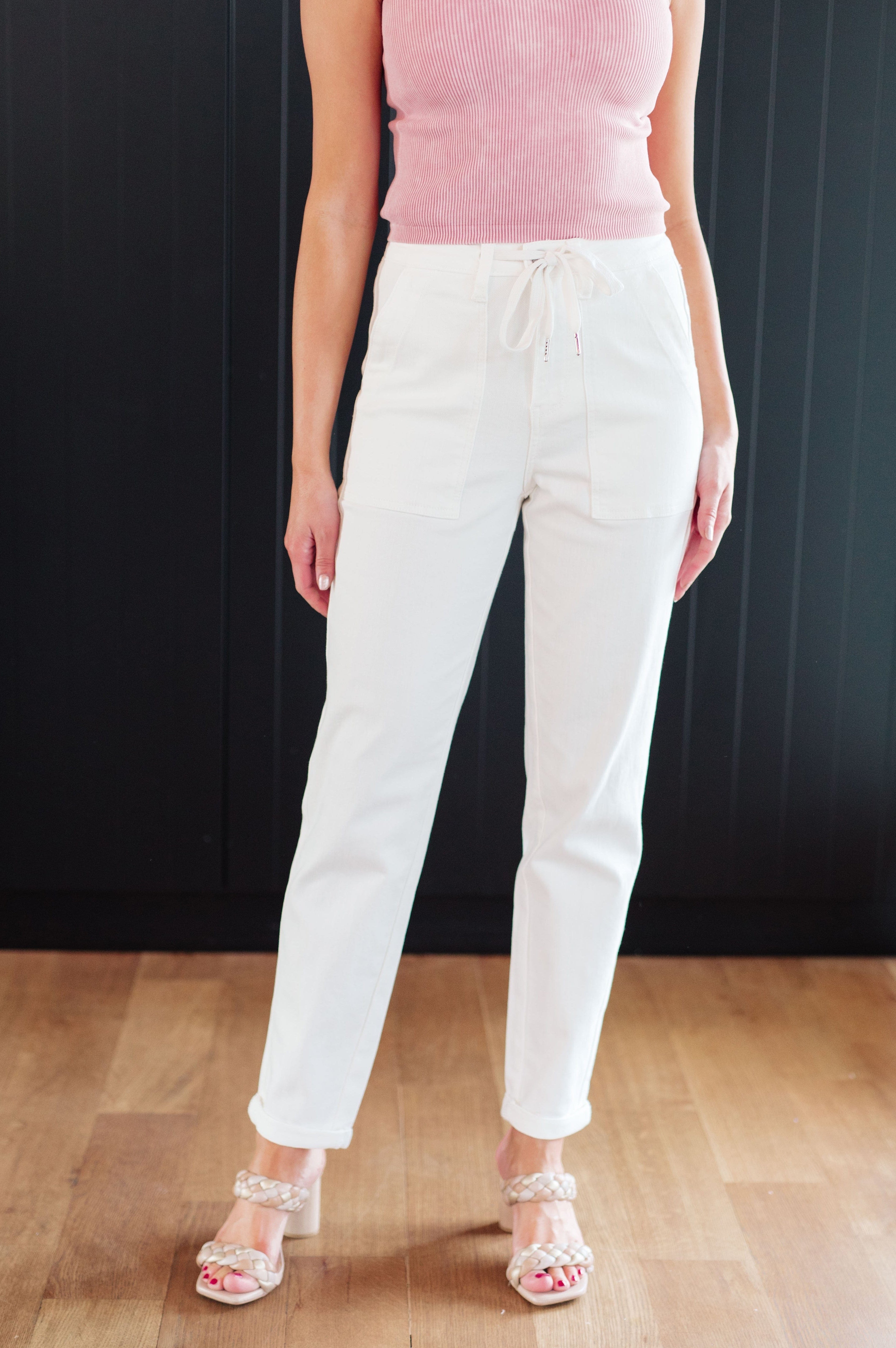 Charlene High Rise Jogger in Ecru-Womens-Stay Foxy Boutique, Florissant, Missouri
