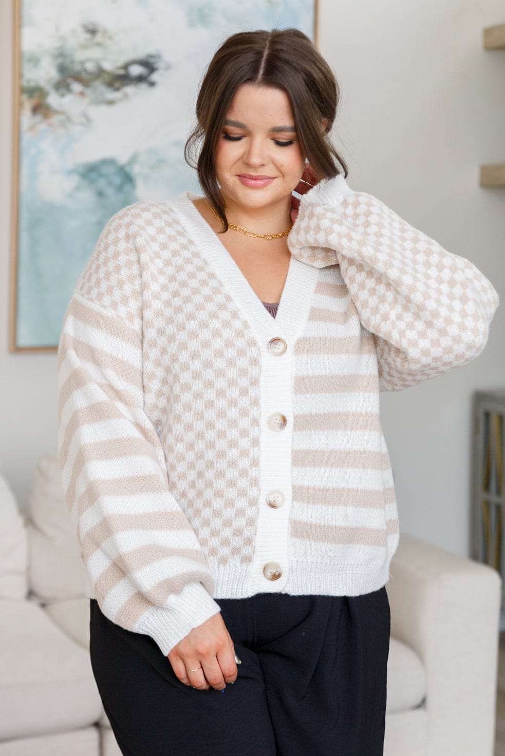 Check That Line Cardigan-Womens-Stay Foxy Boutique, Florissant, Missouri