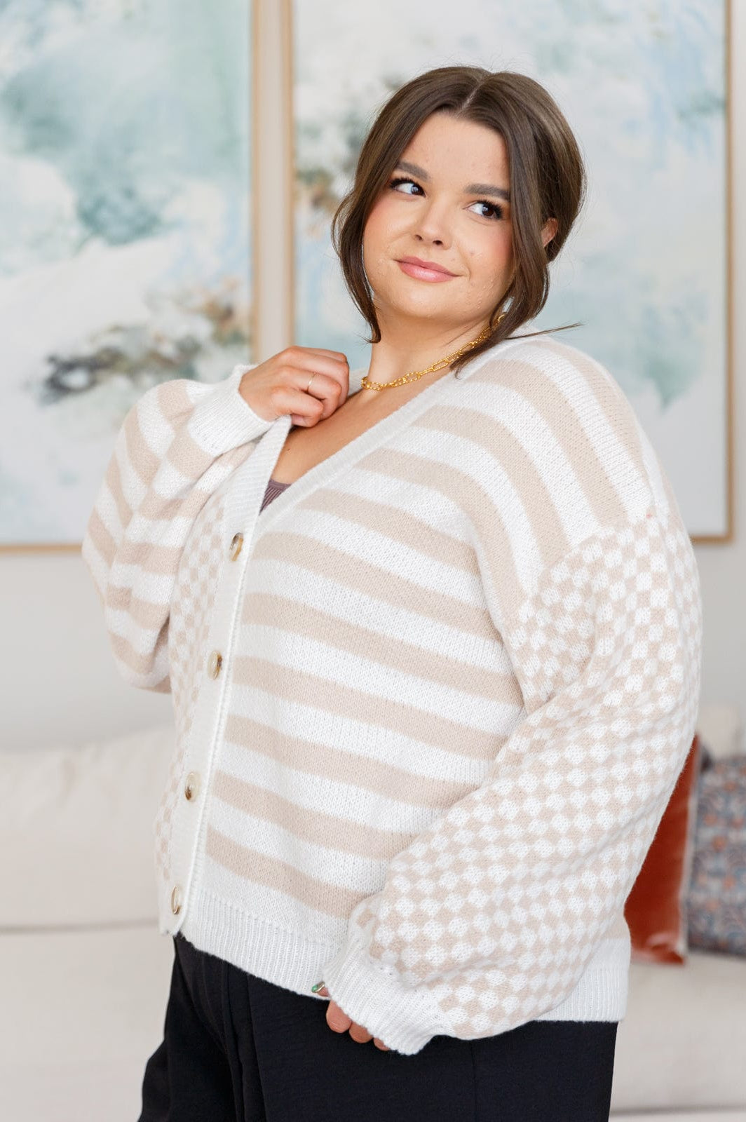 Check That Line Cardigan-Womens-Stay Foxy Boutique, Florissant, Missouri