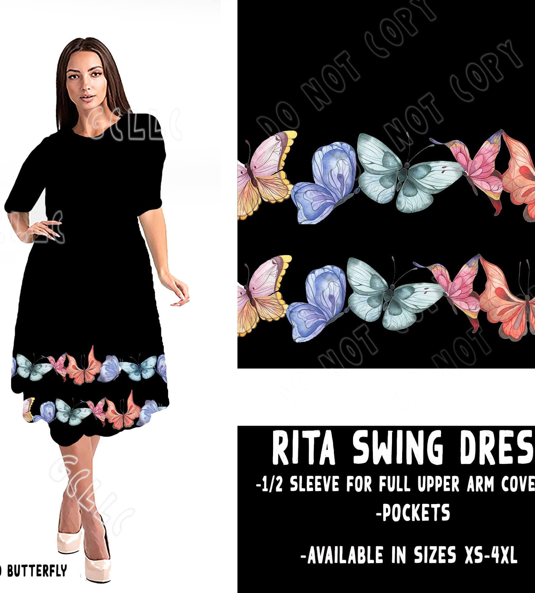 RITA SWING DRESS RUN-DIPPED BUTTERFLY-Stay Foxy Boutique, Florissant, Missouri