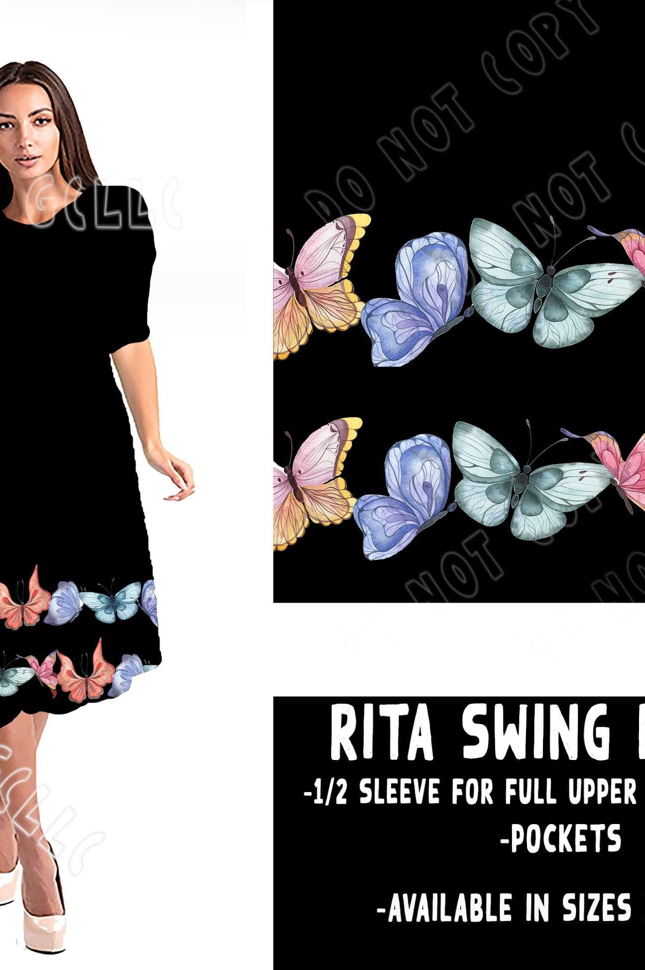 RITA SWING DRESS RUN-DIPPED BUTTERFLY-Stay Foxy Boutique, Florissant, Missouri