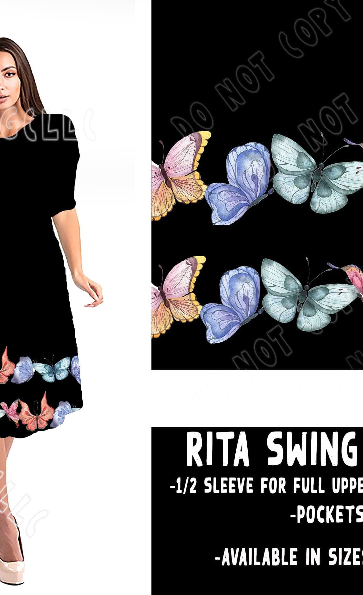 RITA SWING DRESS RUN-DIPPED BUTTERFLY-Stay Foxy Boutique, Florissant, Missouri
