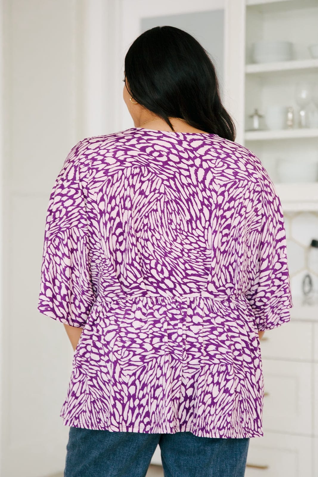 Dearest Dreamer Peplum Top in Painted Purple-Tops-Stay Foxy Boutique, Florissant, Missouri