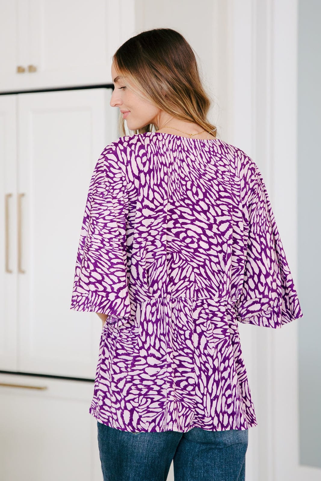 Dearest Dreamer Peplum Top in Painted Purple-Tops-Stay Foxy Boutique, Florissant, Missouri