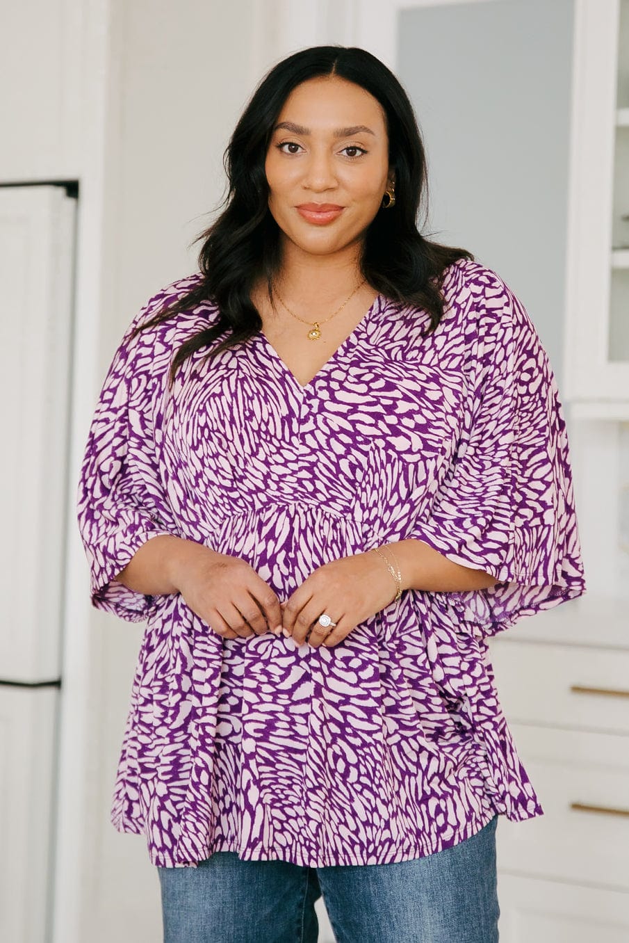 Dearest Dreamer Peplum Top in Painted Purple-Tops-Stay Foxy Boutique, Florissant, Missouri