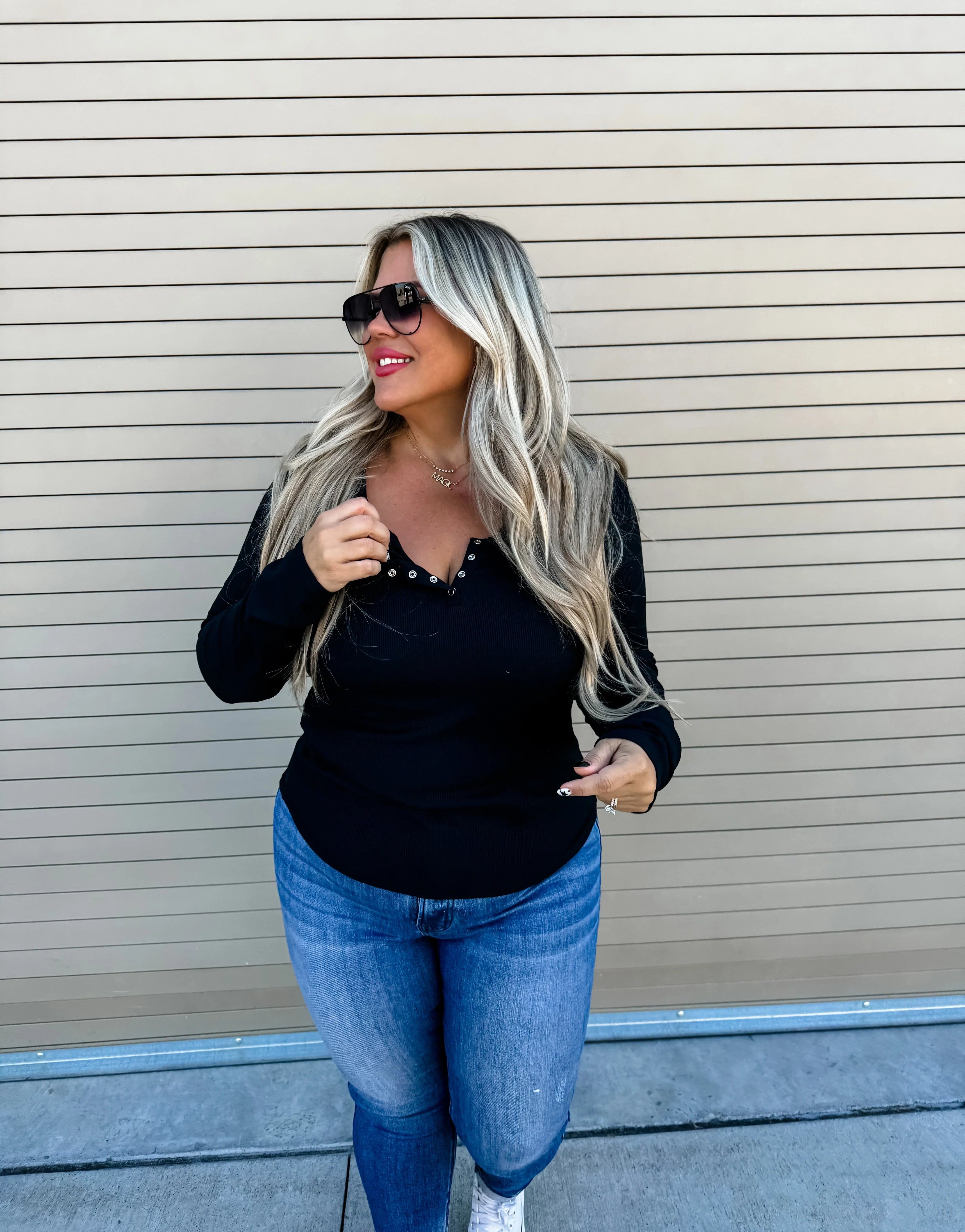 PREORDER: Brooklyn Snap Henley in Five Colors-Womens-Stay Foxy Boutique, Florissant, Missouri
