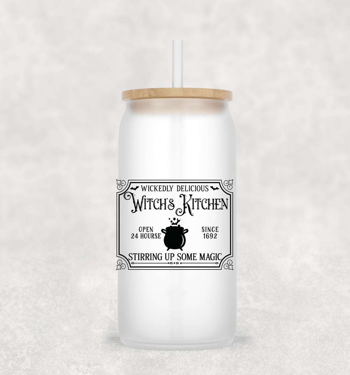 Stirring up Some Magic Glass Cup with clear straw and bamboo lid-Drinkware-Stay Foxy Boutique, Florissant, Missouri
