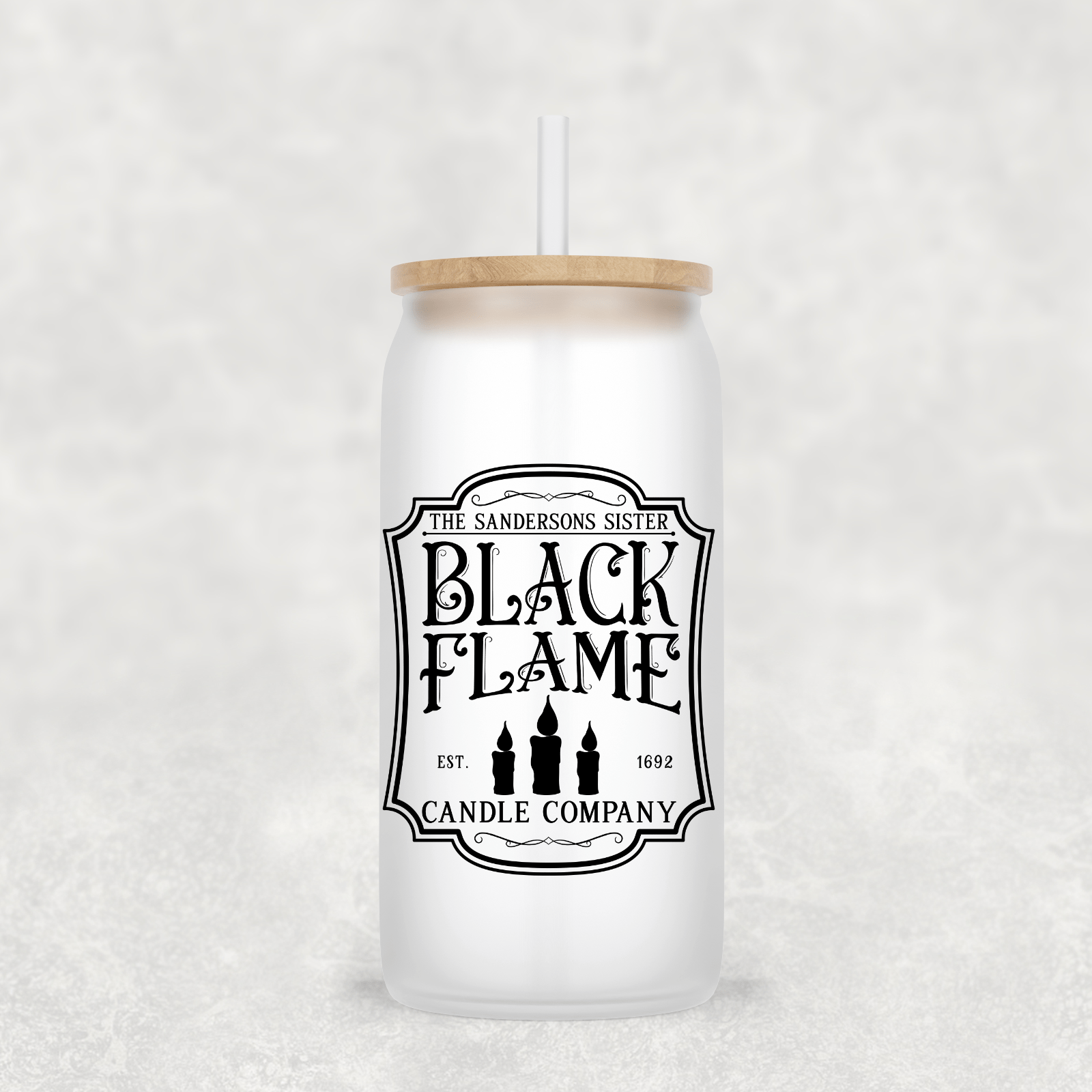 Candle Company Glass Cup with clear straw and bamboo lid-Drinkware-Stay Foxy Boutique, Florissant, Missouri