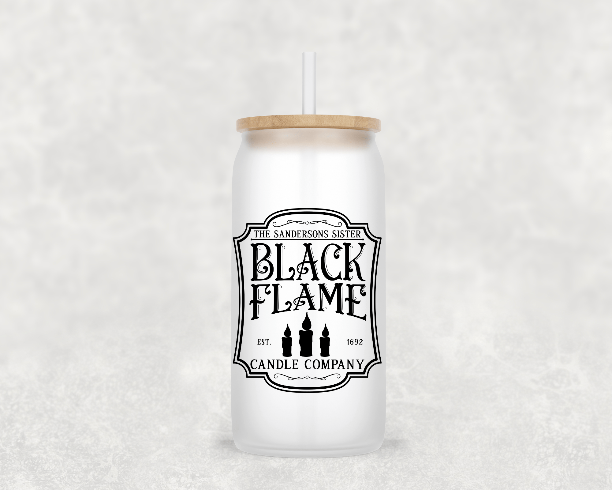 Candle Company Glass Cup with clear straw and bamboo lid-Drinkware-Stay Foxy Boutique, Florissant, Missouri