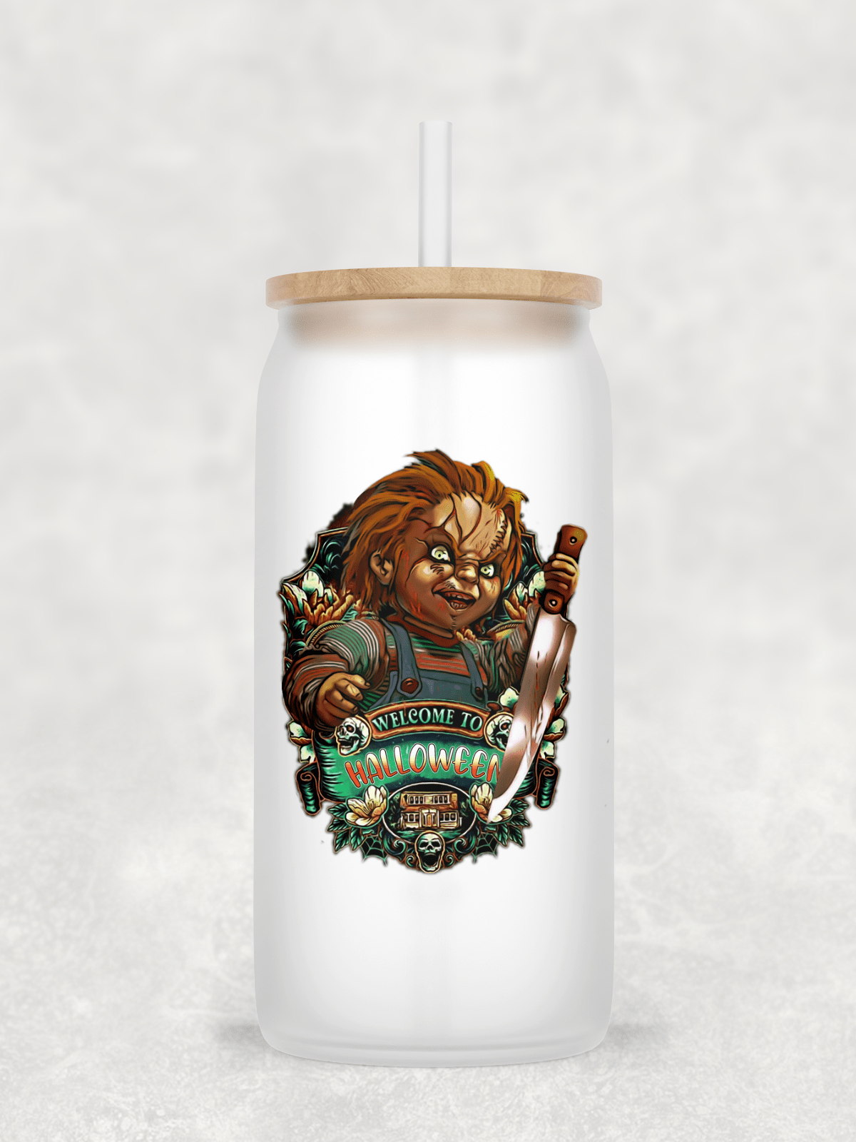 Main Villains Set 1 Glass Cup with clear straw and bamboo lid-Drinkware-Stay Foxy Boutique, Florissant, Missouri