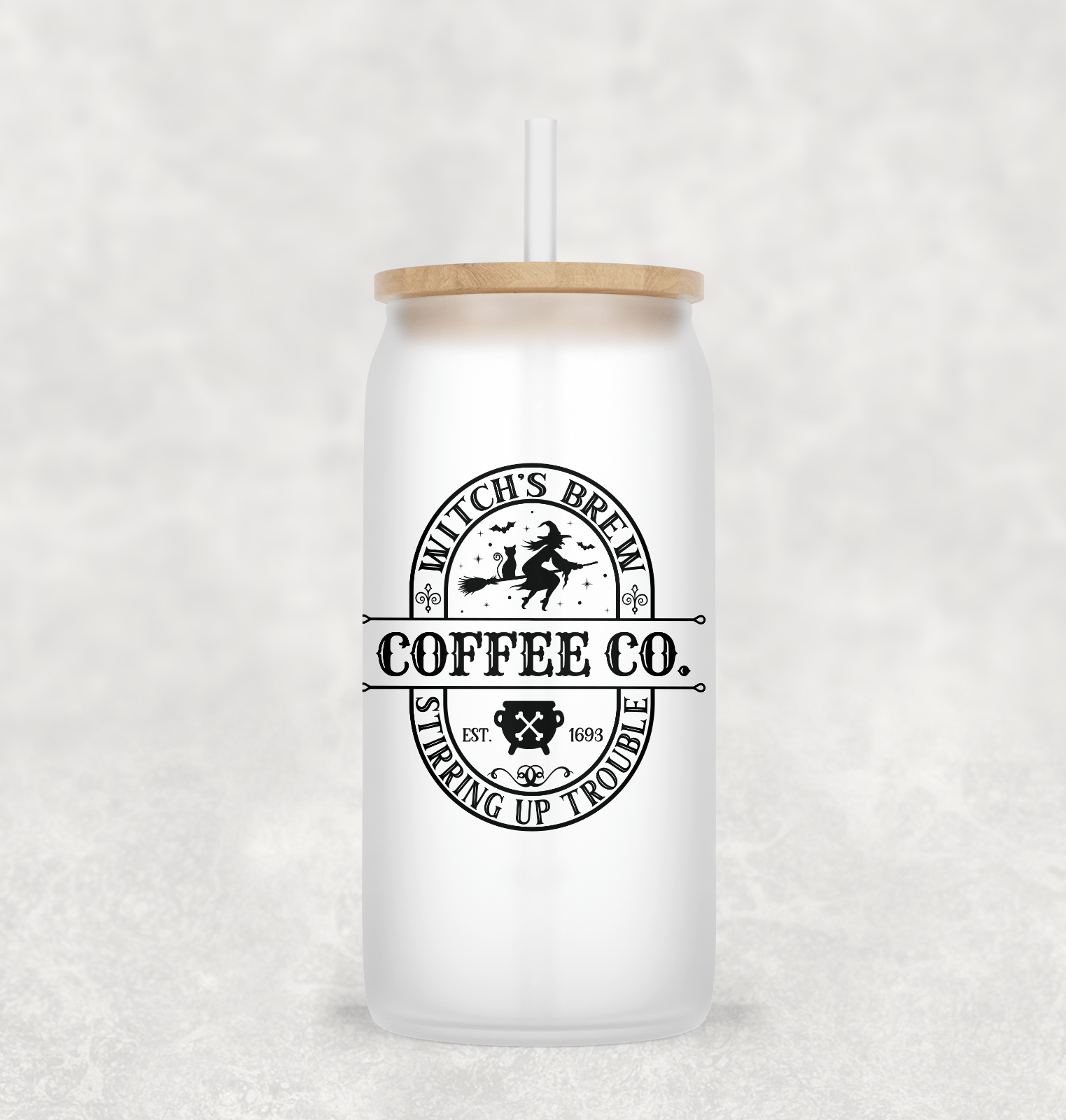 Coffee Co Glass Cup with clear straw and bamboo lid-Drinkware-Stay Foxy Boutique, Florissant, Missouri