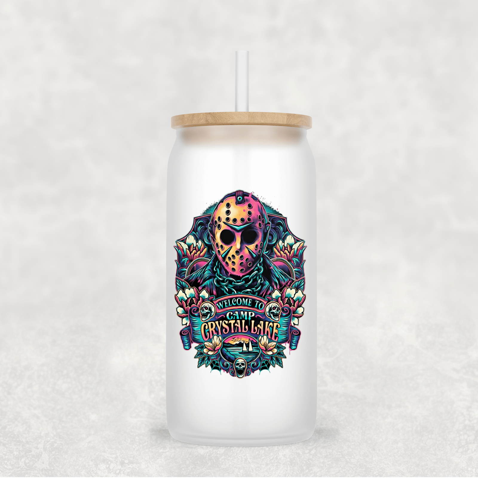 Main Villains Set 2 Glass Cup with clear straw and bamboo lid-Drinkware-Stay Foxy Boutique, Florissant, Missouri