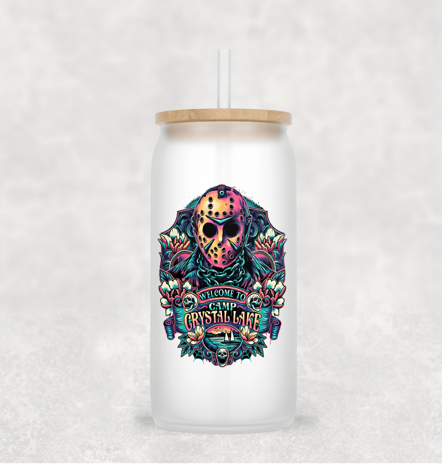 Main Villains Set 2 Glass Cup with clear straw and bamboo lid-Drinkware-Stay Foxy Boutique, Florissant, Missouri