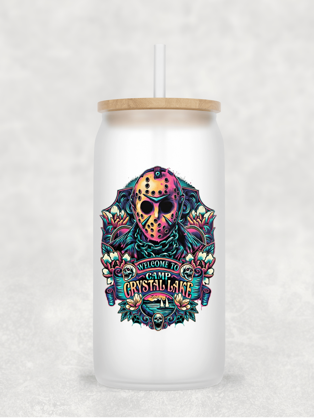 Main Villains Set 2 Glass Cup with clear straw and bamboo lid-Drinkware-Stay Foxy Boutique, Florissant, Missouri