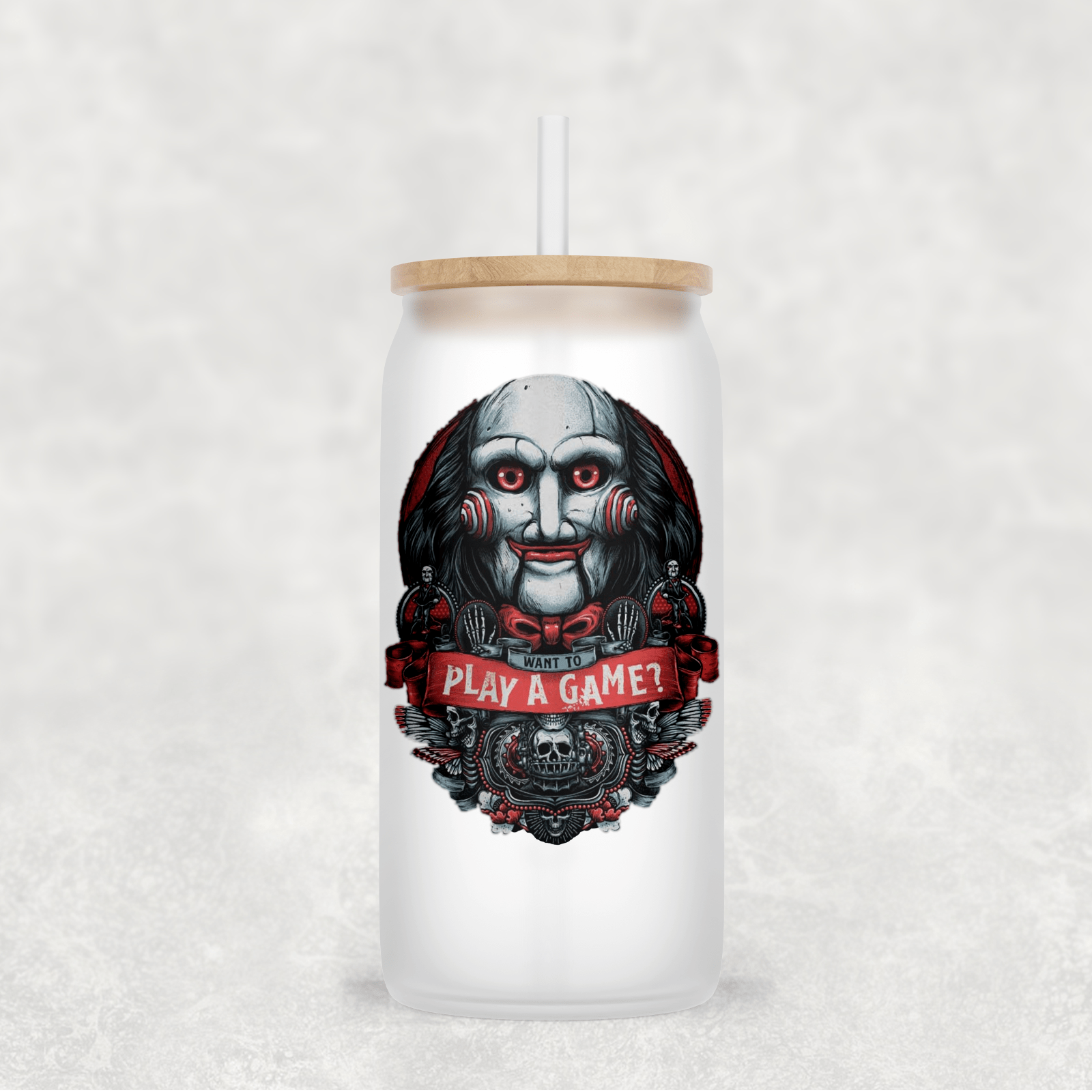 Main Villains Set 2 Glass Cup with clear straw and bamboo lid-Drinkware-Stay Foxy Boutique, Florissant, Missouri