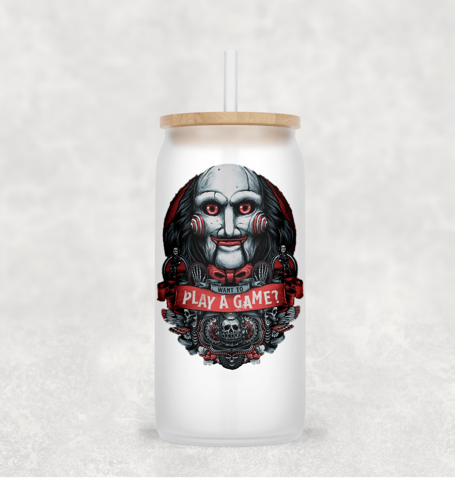 Main Villains Set 2 Glass Cup with clear straw and bamboo lid-Drinkware-Stay Foxy Boutique, Florissant, Missouri