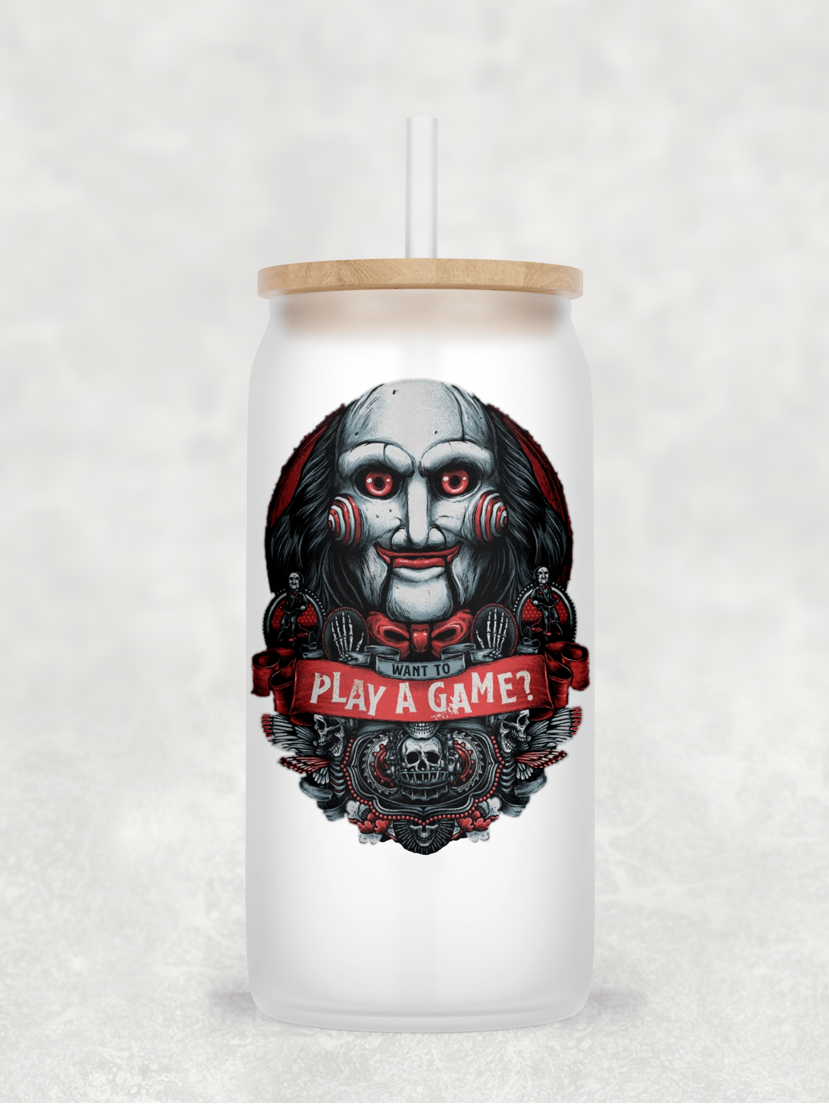 Main Villains Set 2 Glass Cup with clear straw and bamboo lid-Drinkware-Stay Foxy Boutique, Florissant, Missouri