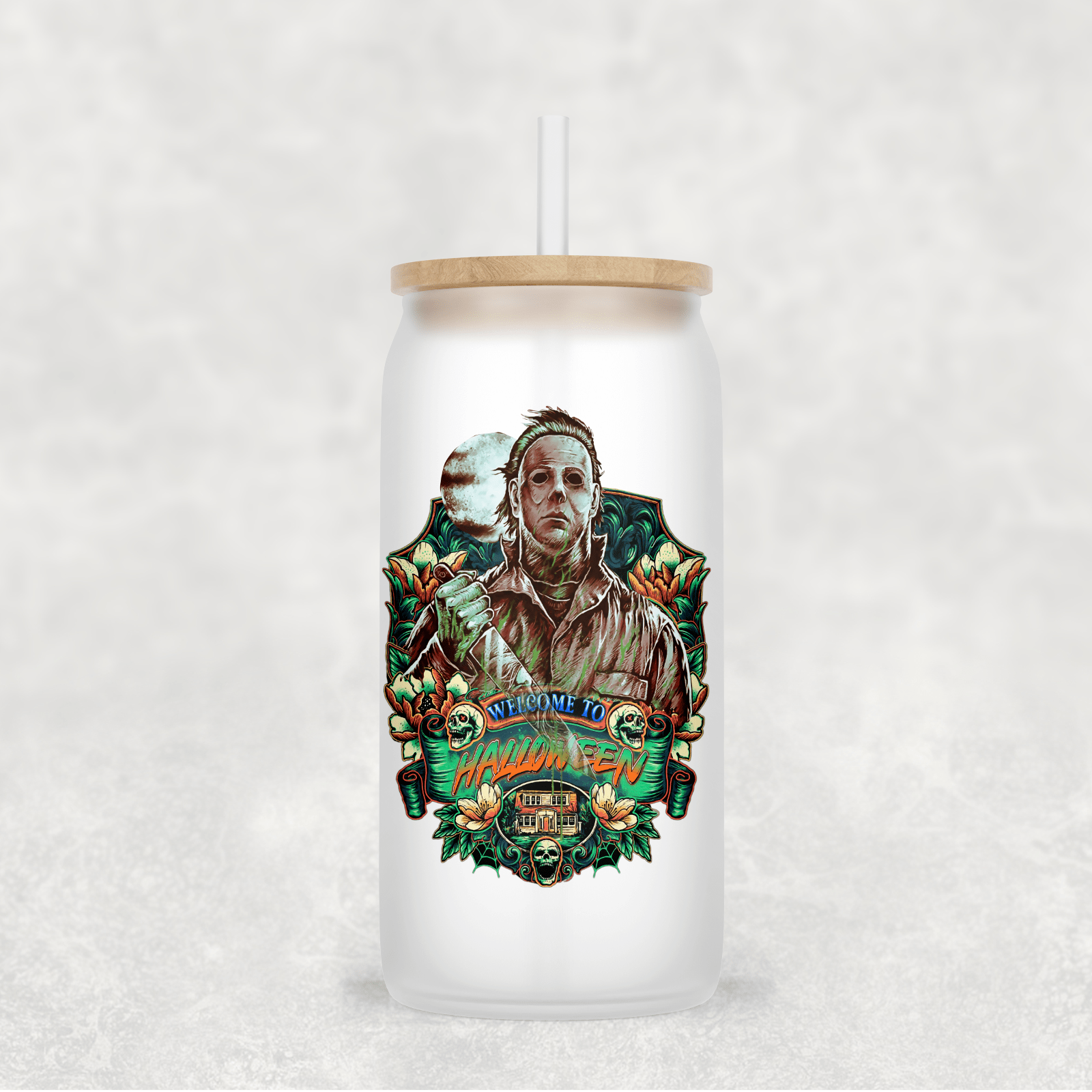 Main Villains Set 2 Glass Cup with clear straw and bamboo lid-Drinkware-Stay Foxy Boutique, Florissant, Missouri