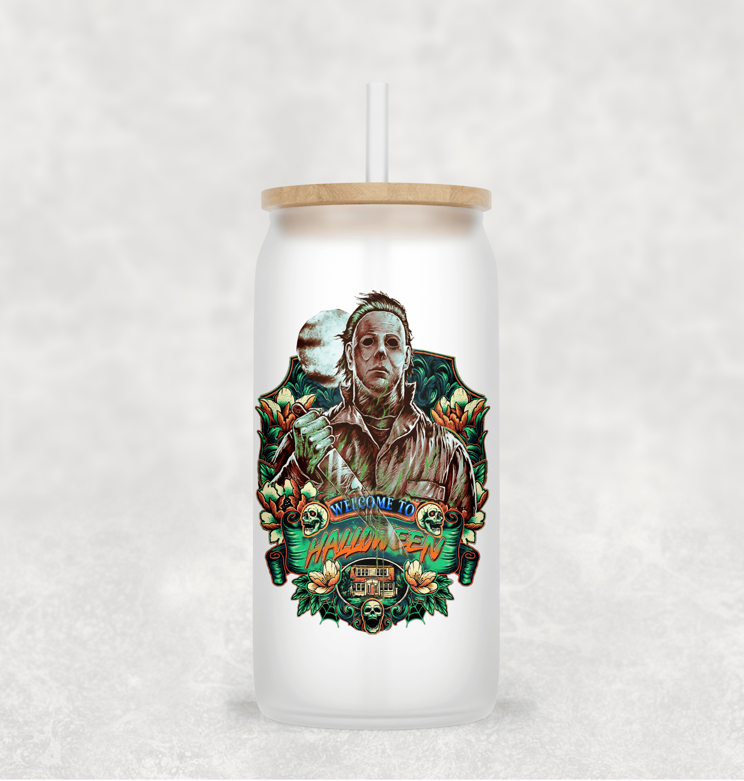 Main Villains Set 2 Glass Cup with clear straw and bamboo lid-Drinkware-Stay Foxy Boutique, Florissant, Missouri