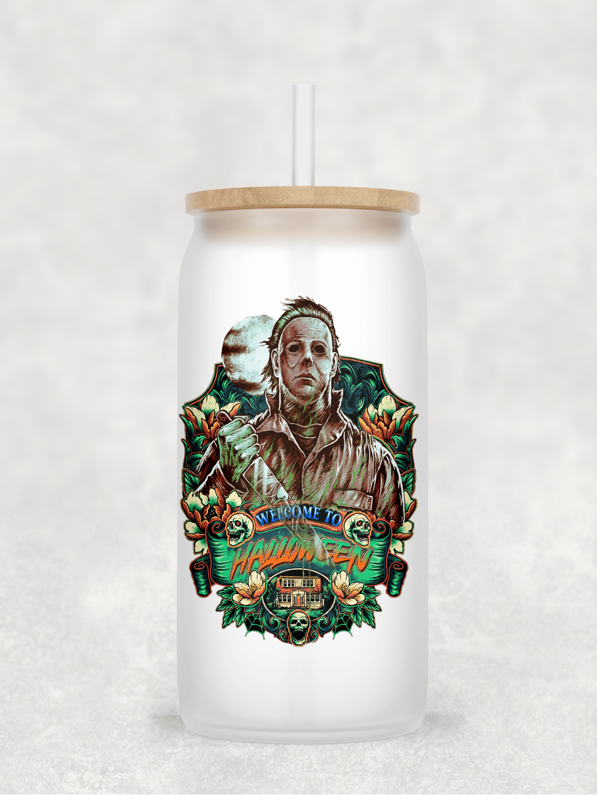 Main Villains Set 2 Glass Cup with clear straw and bamboo lid-Drinkware-Stay Foxy Boutique, Florissant, Missouri