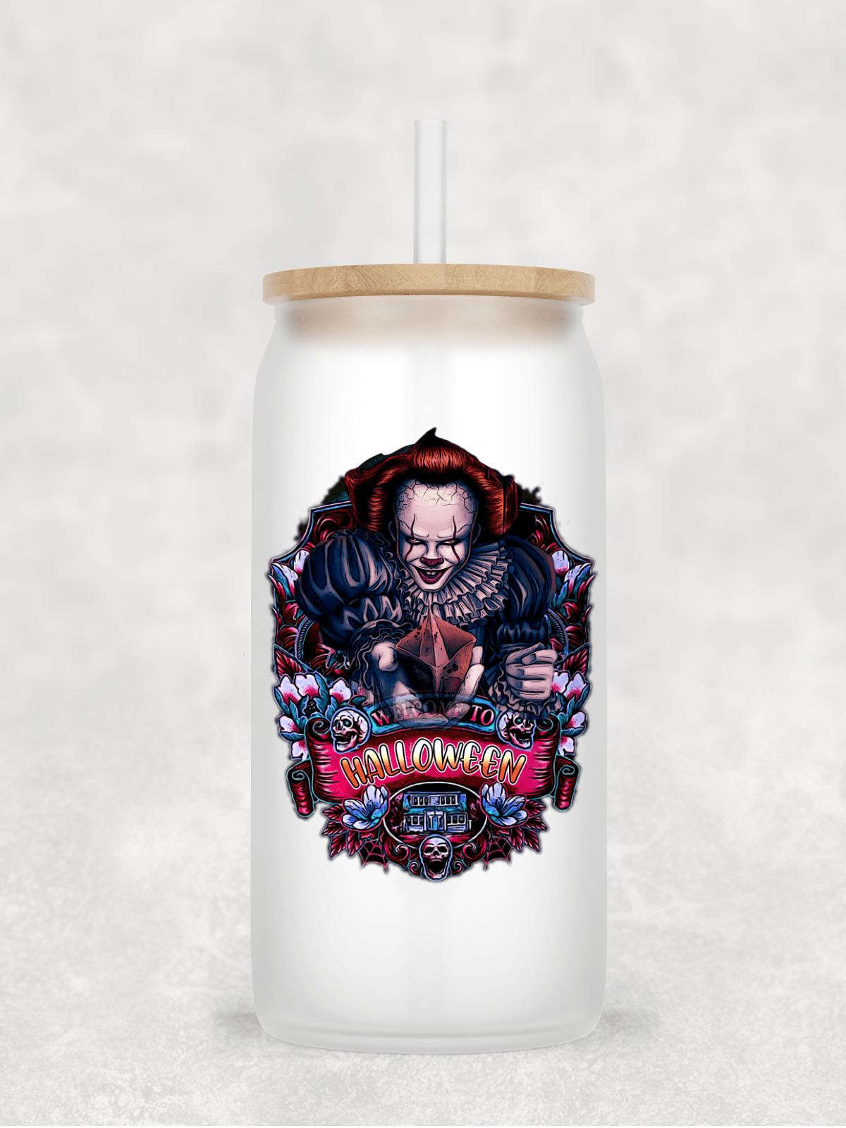 Main Villains Set 2 Glass Cup with clear straw and bamboo lid-Drinkware-Stay Foxy Boutique, Florissant, Missouri